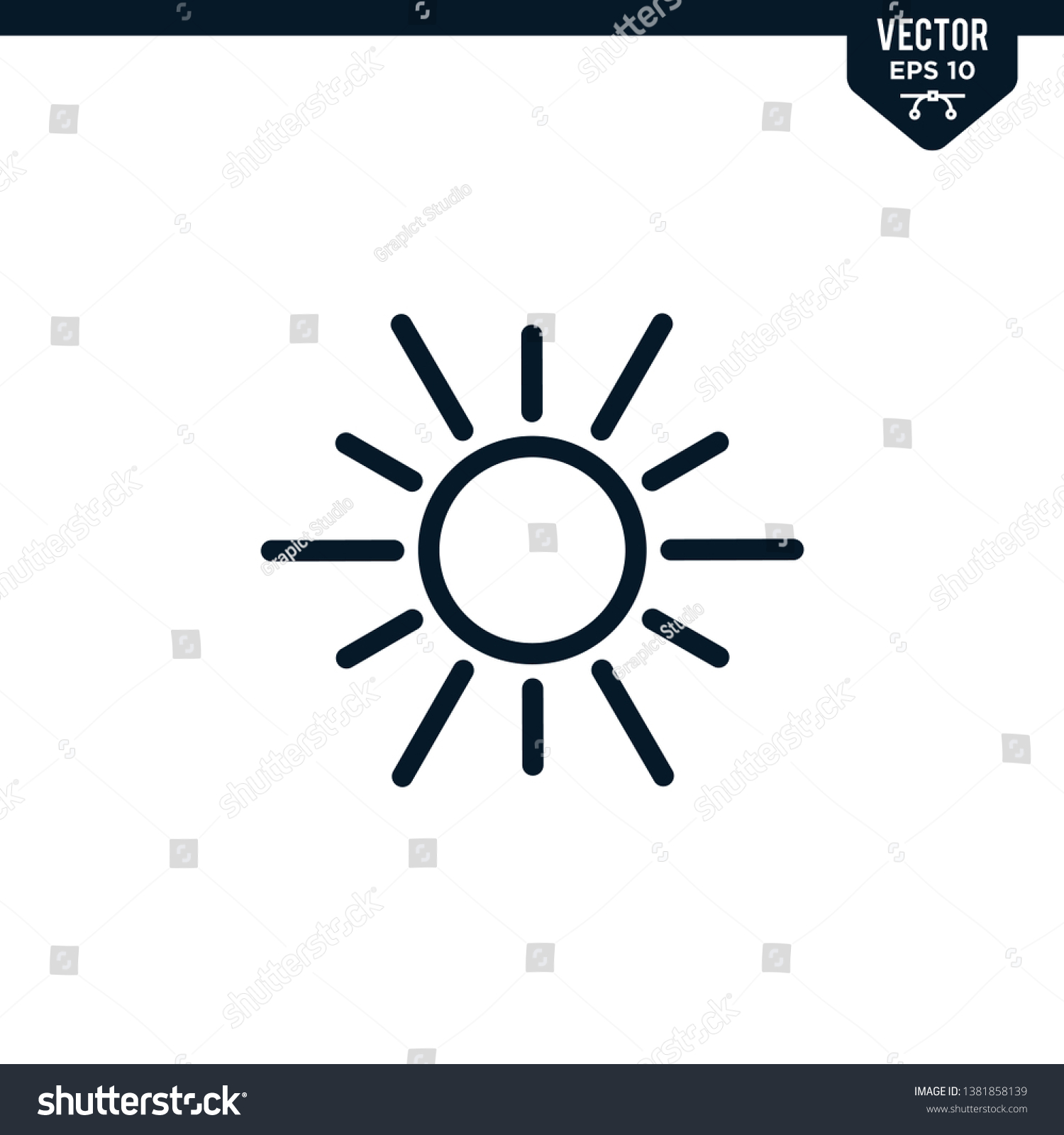 Sun Icon Collection Outlined Line Art Stock Vector (Royalty Free ...