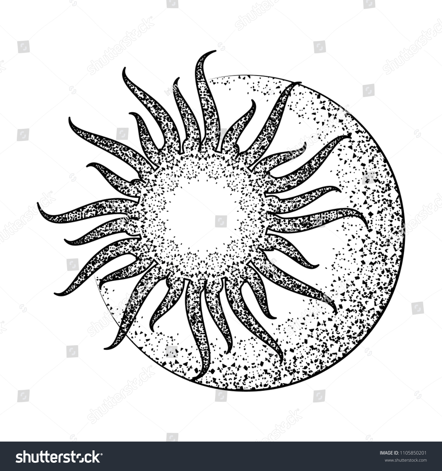 Sun Moon Star Planet Sketch Tattoo Stock Vector Royalty Free