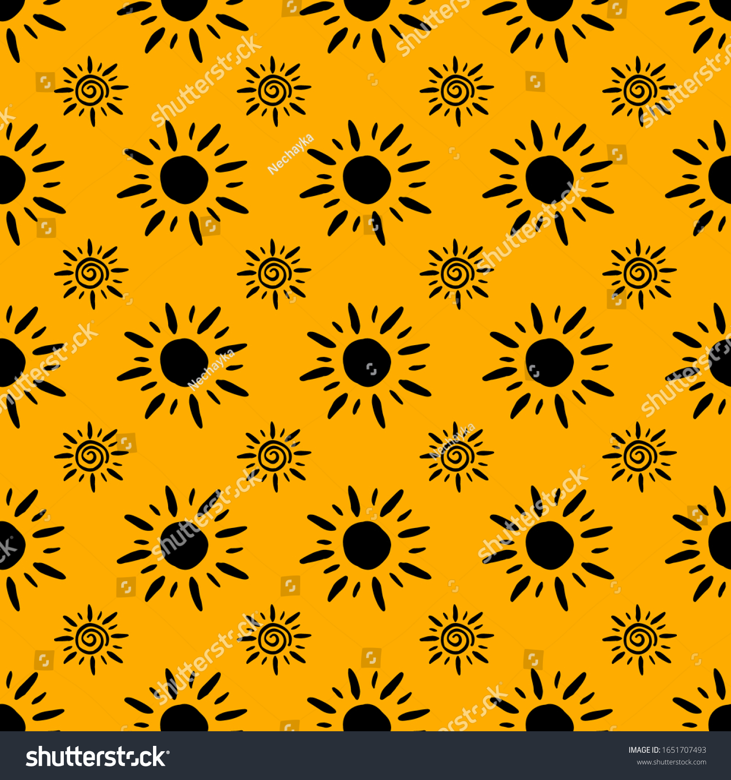Sun Pattern Abstract Wallpaper Black Yellow Stock Vector Royalty Free