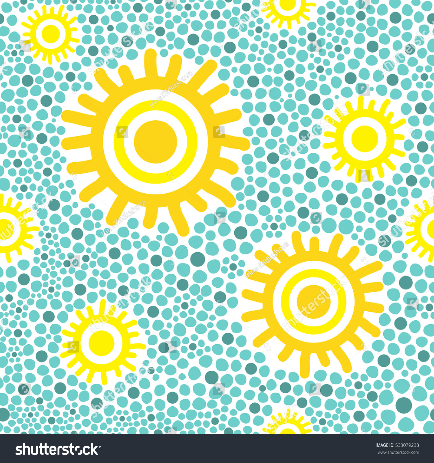 Sun Pattern Vector Seamless Yellow Sunny Stock Vector 533079238