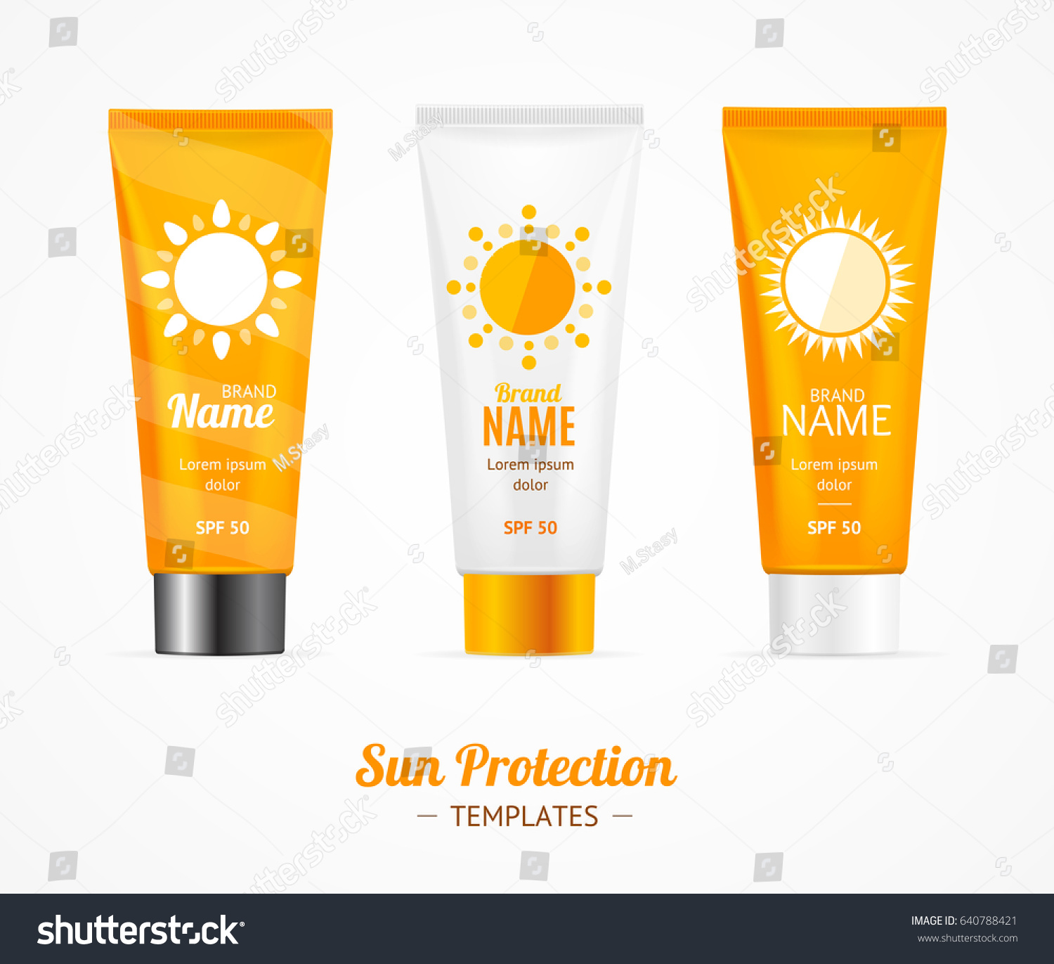 Sun Protection Cosmetic Cream Template Set Stock Vector (Royalty Free ...