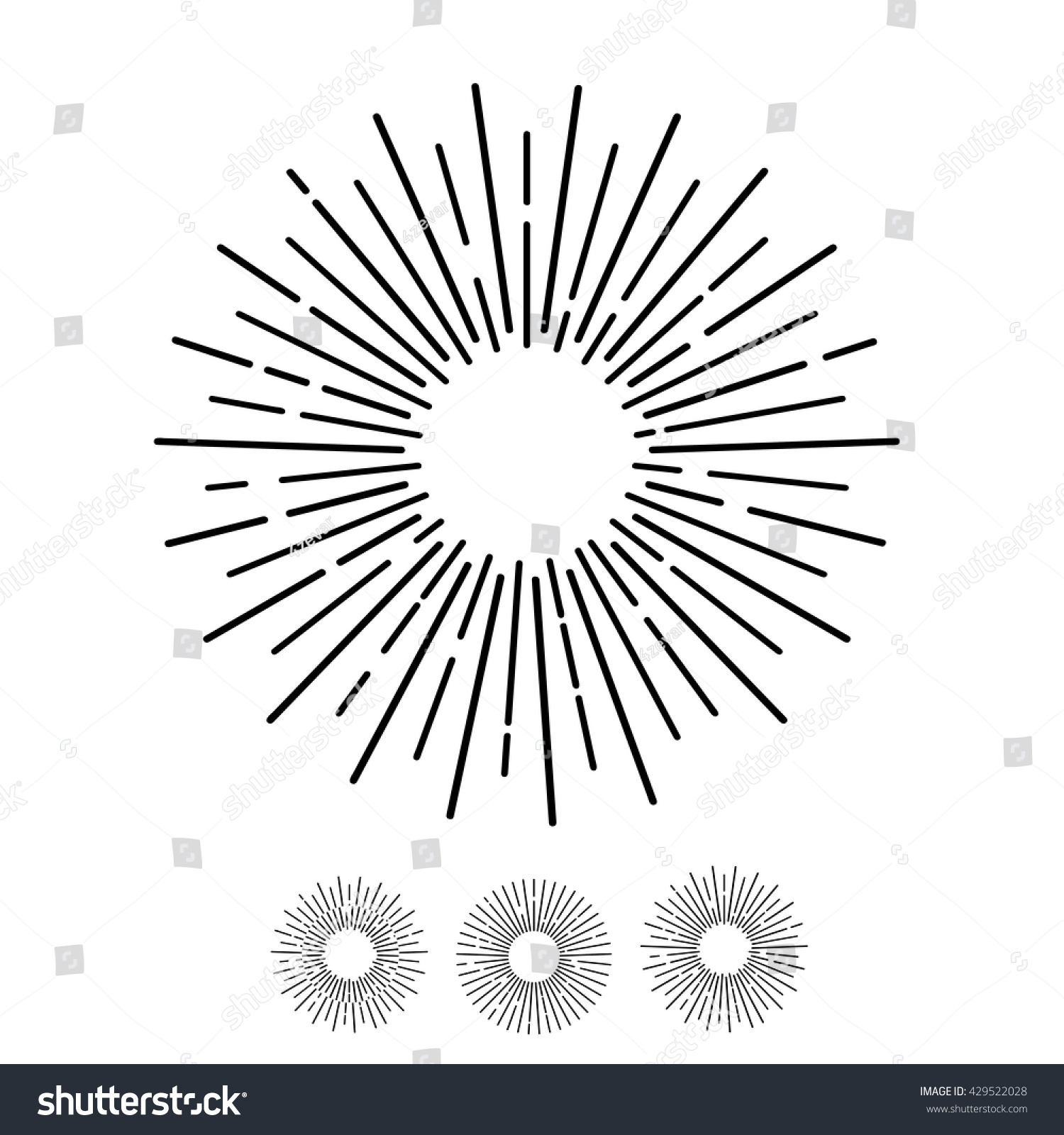 Sun Rays Hand Drawn Linear Drawing Stock Vector 429522028 - Shutterstock