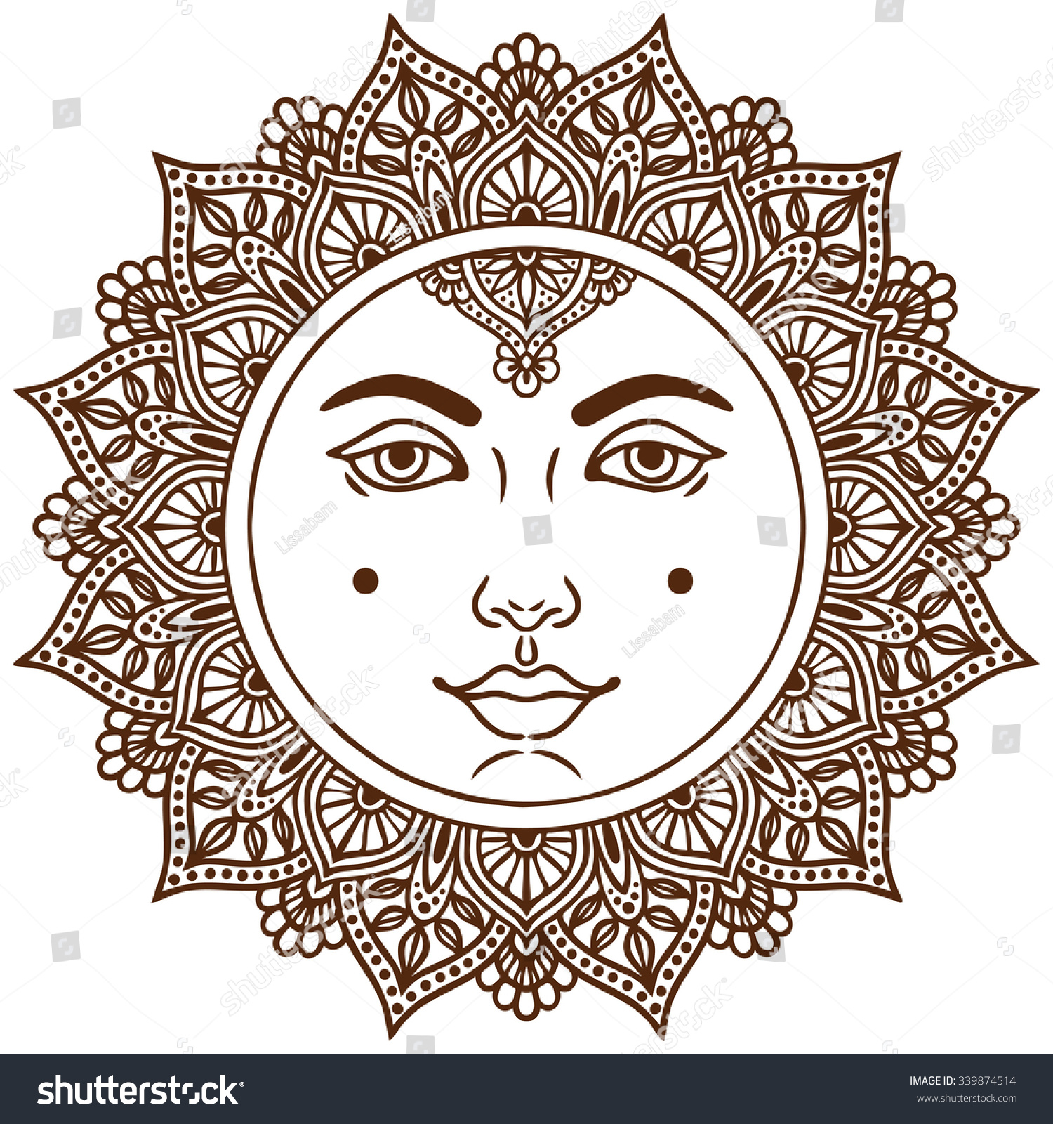 Sun Round Lace Frame Mandala Style Stock Vector (Royalty Free ...