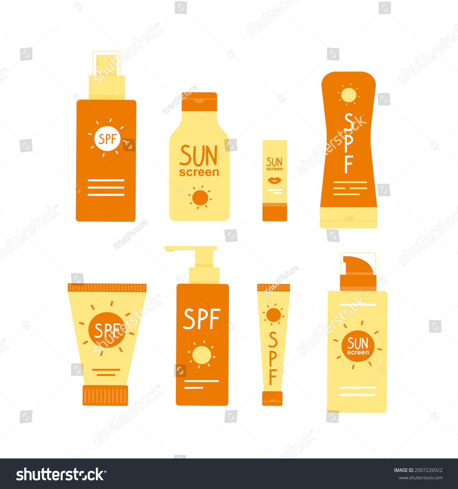 Sun Safety Collection Tubes Bottles Sunscreen Stock Vector (Royalty ...