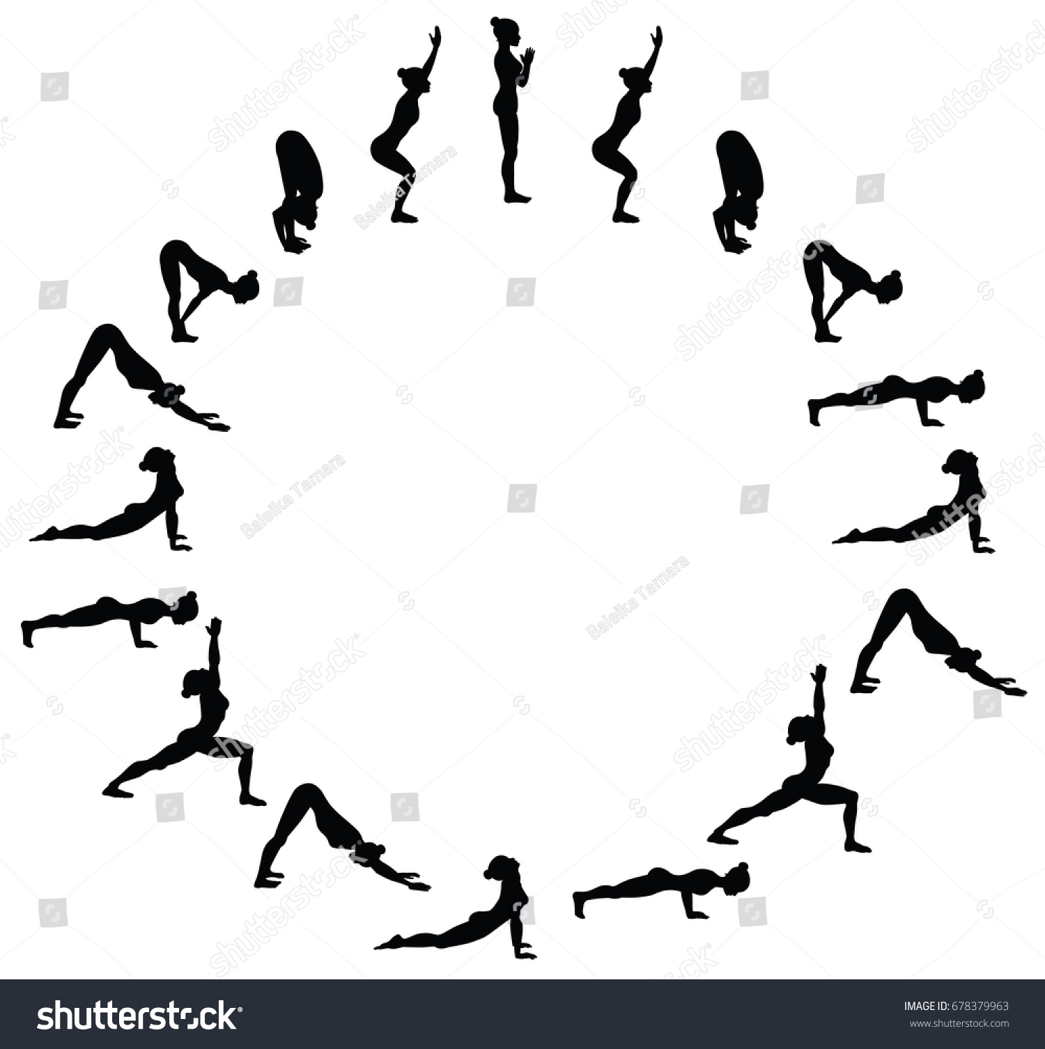 Sun Salutation Surya Namaskara B Yoga Stock Vector 678379963 - Shutterstock