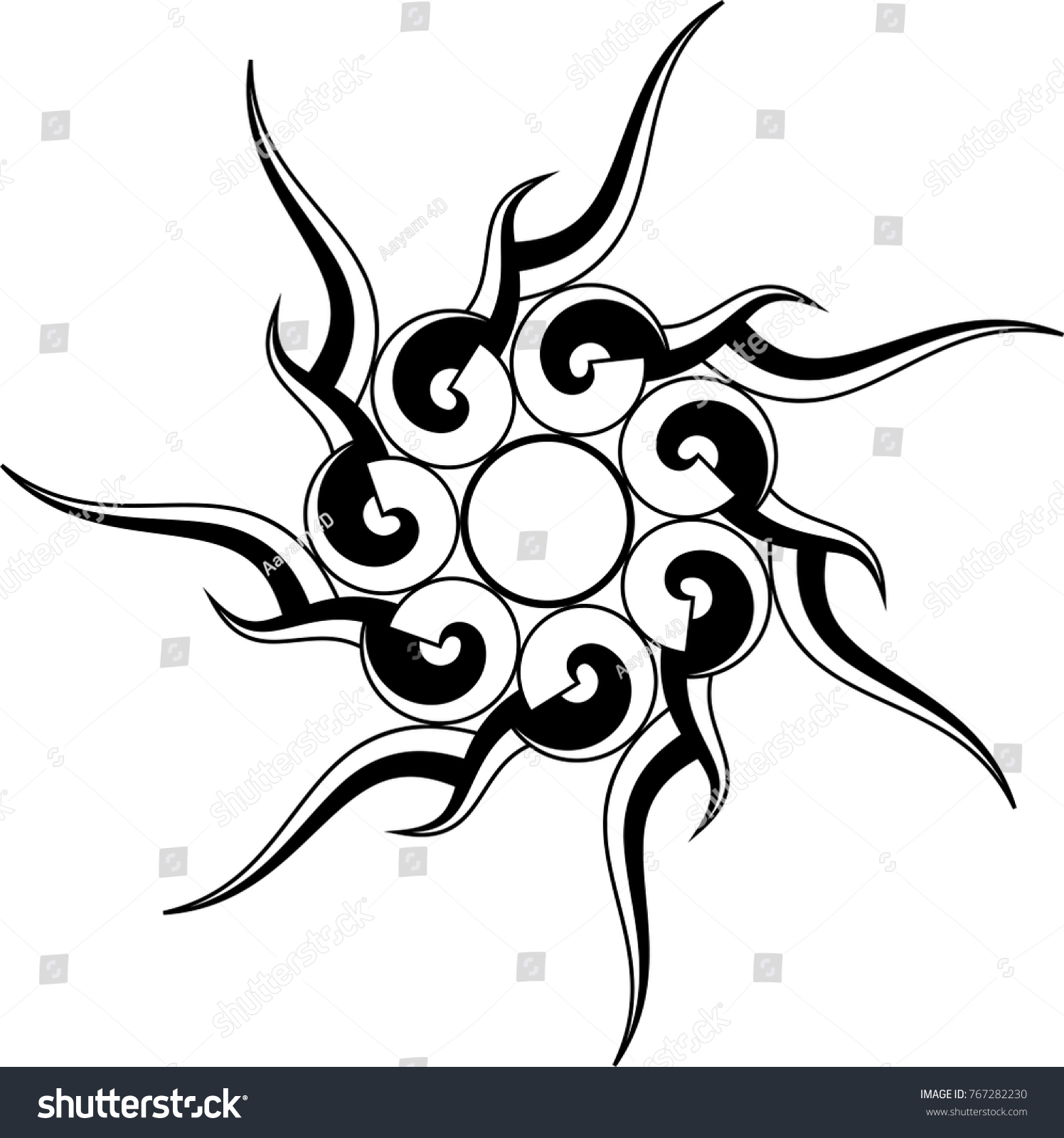 Sun Tribal Tattoo Design Vector Art Stock Vector 767282230 - Shutterstock