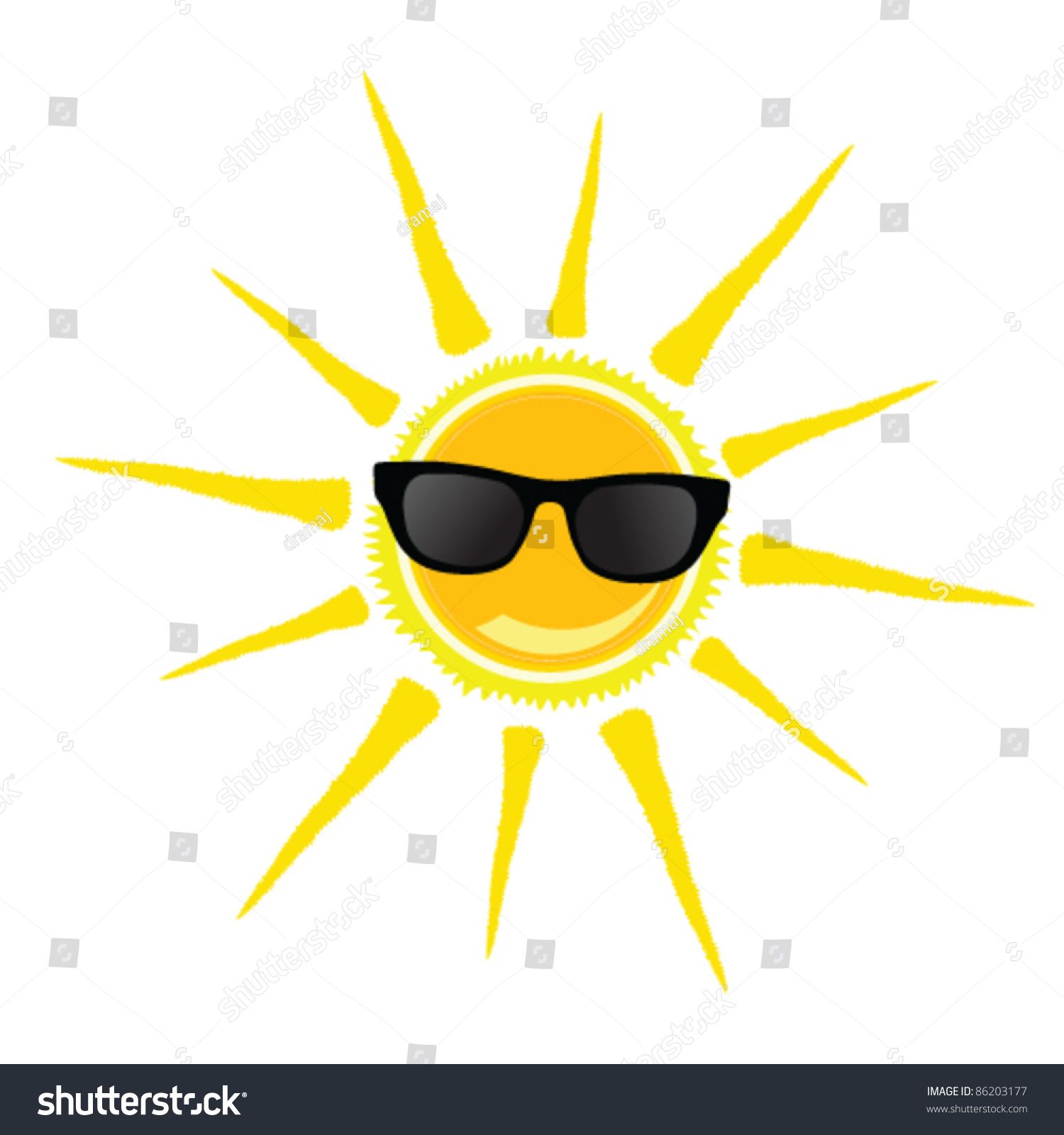 Sun With Black Glasses Art Vector Illustration - 86203177 : Shutterstock