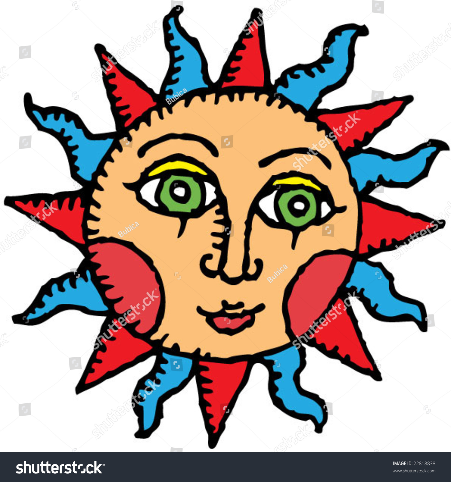 Sun With Red Cheeks Smiling Stock Vector Illustration 22818838 ...