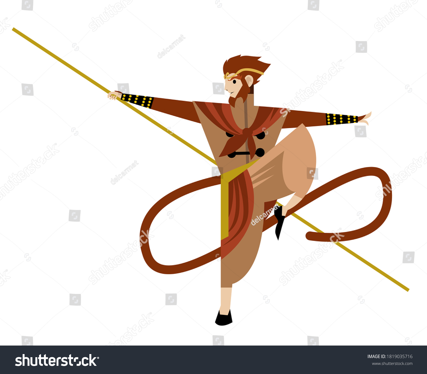 Sun Wukong Monkey King Chinese Mythology Stock Vector Royalty Free