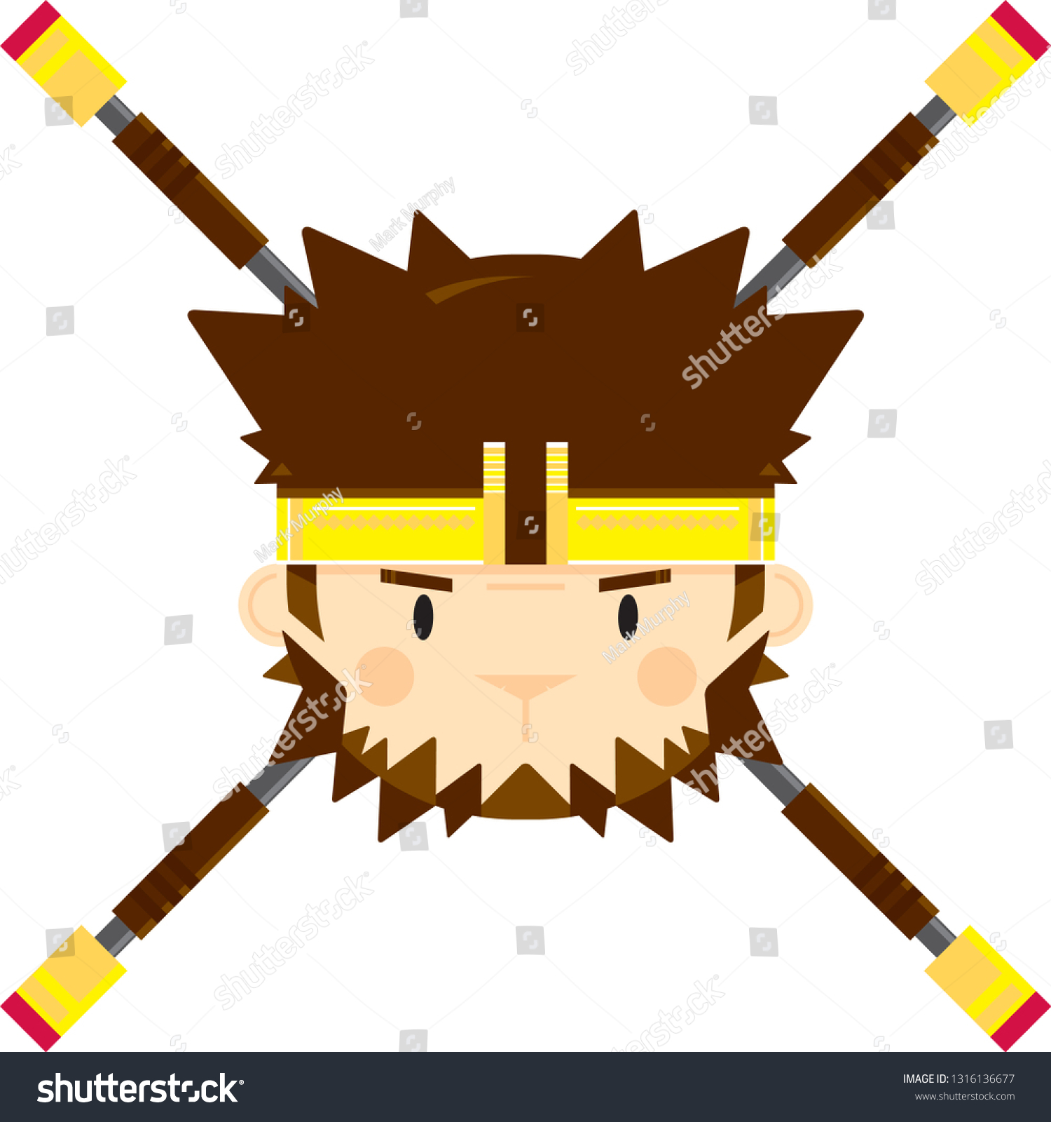 Sun Wukong Mythical Monkey King Staff Stock Vector Royalty Free