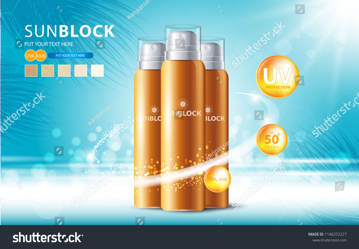 Sunblock Ads Template Sun Protection Cosmetic Stock Vector (Royalty ...