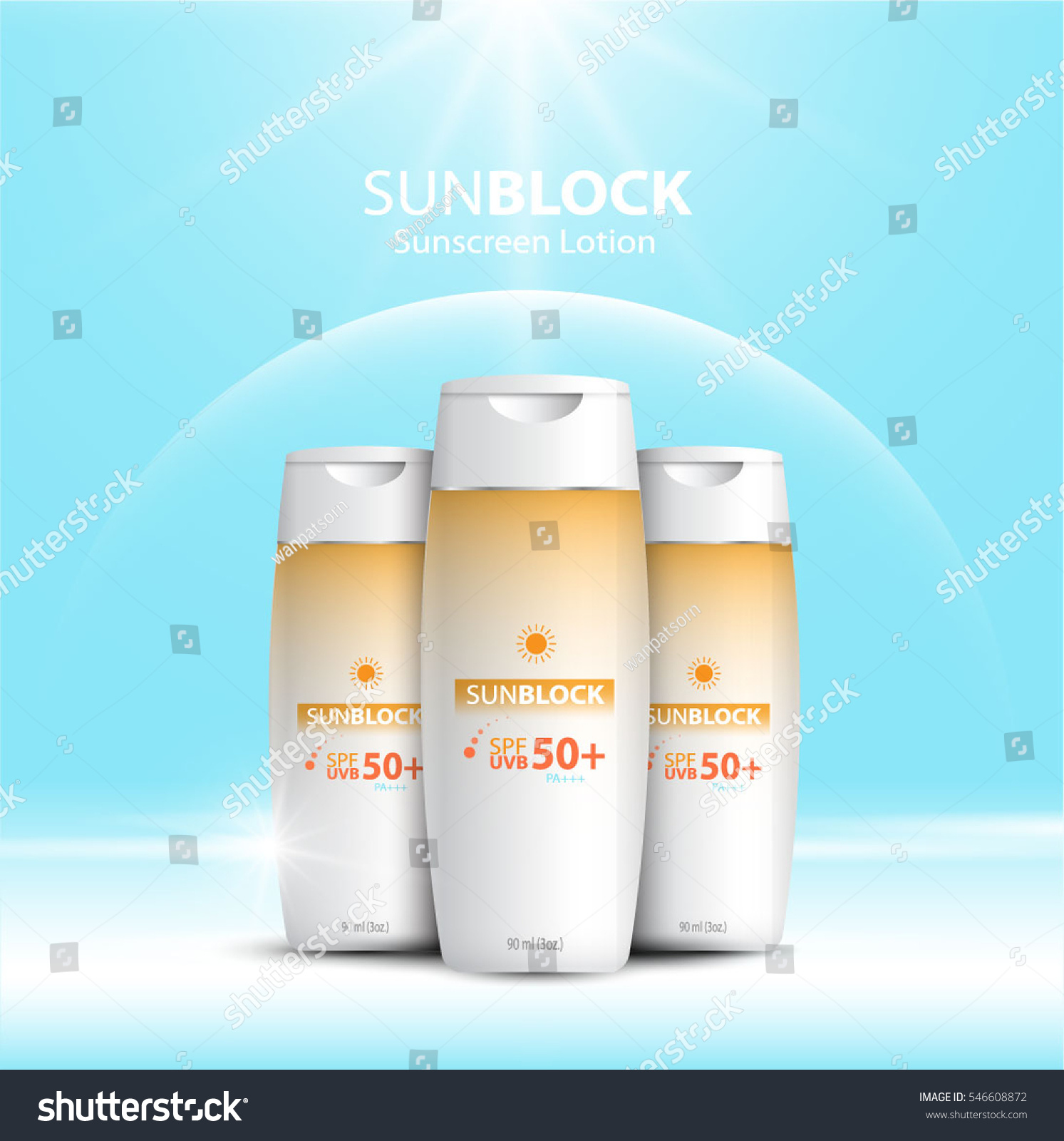 Sunblock Ads Template Sun Protection Cosmetic Stock Vector (Royalty ...