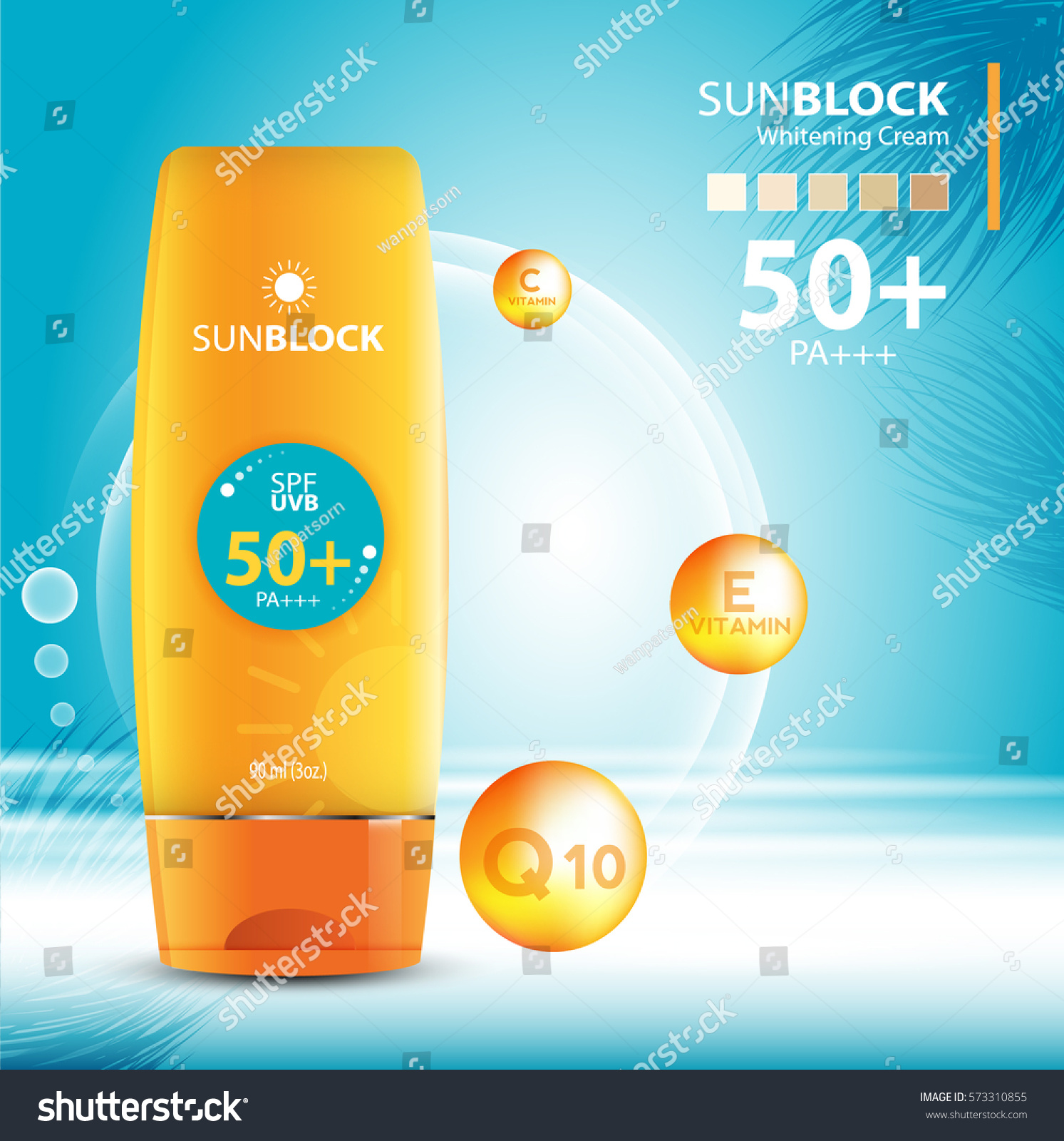 Sunblock Ads Template Sun Protection Cosmetic Stock Vector (Royalty ...