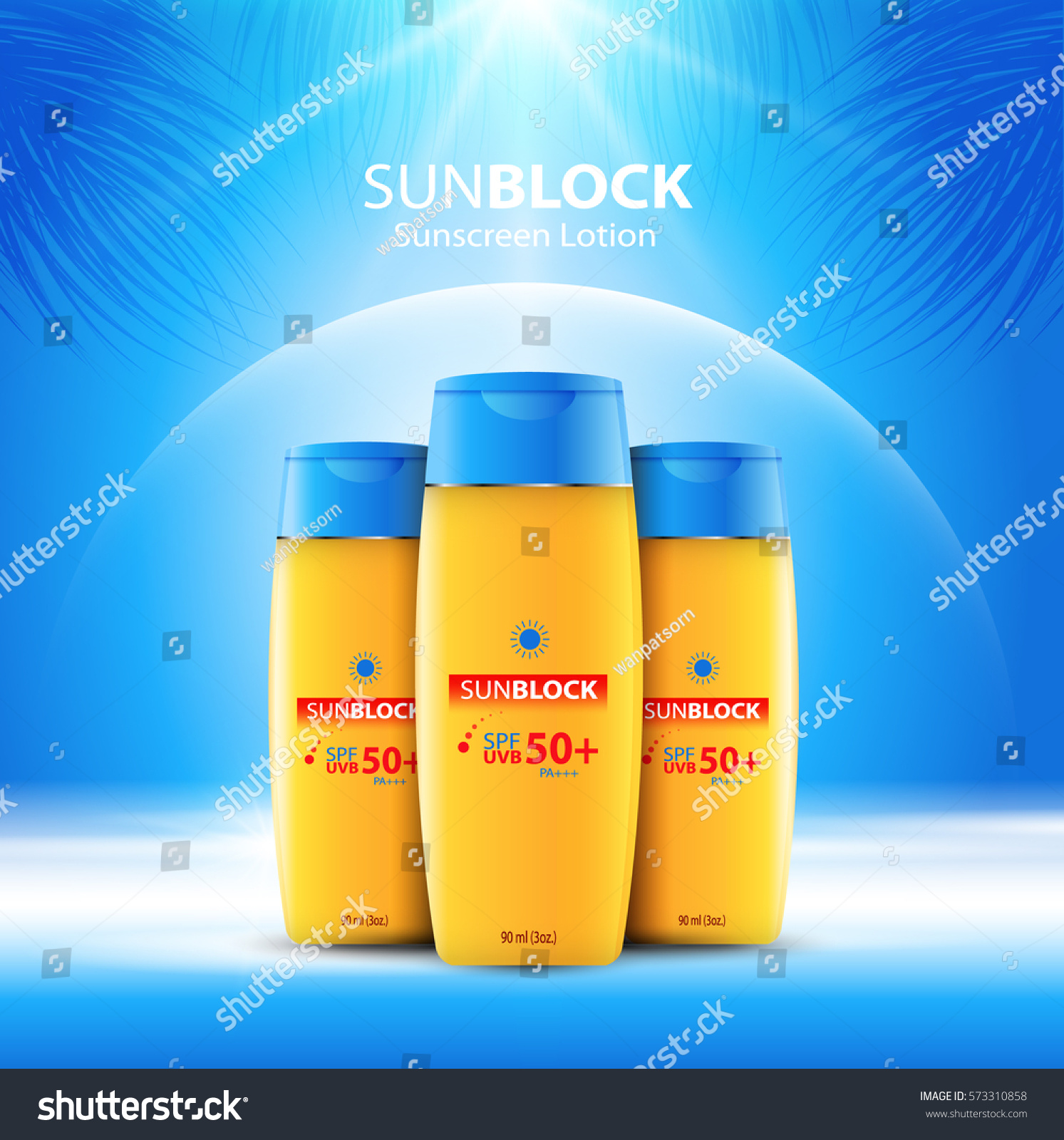 Sunblock Ads Template Sun Protection Cosmetic Stock Vector 573310858 ...