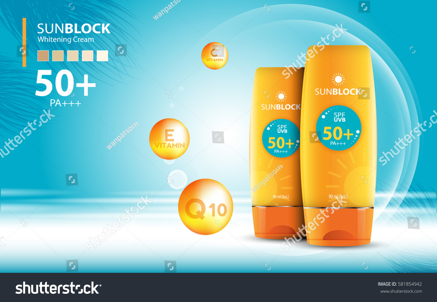 Sunblock Ads Template Sun Protection Cosmetic Stock Vector (Royalty ...