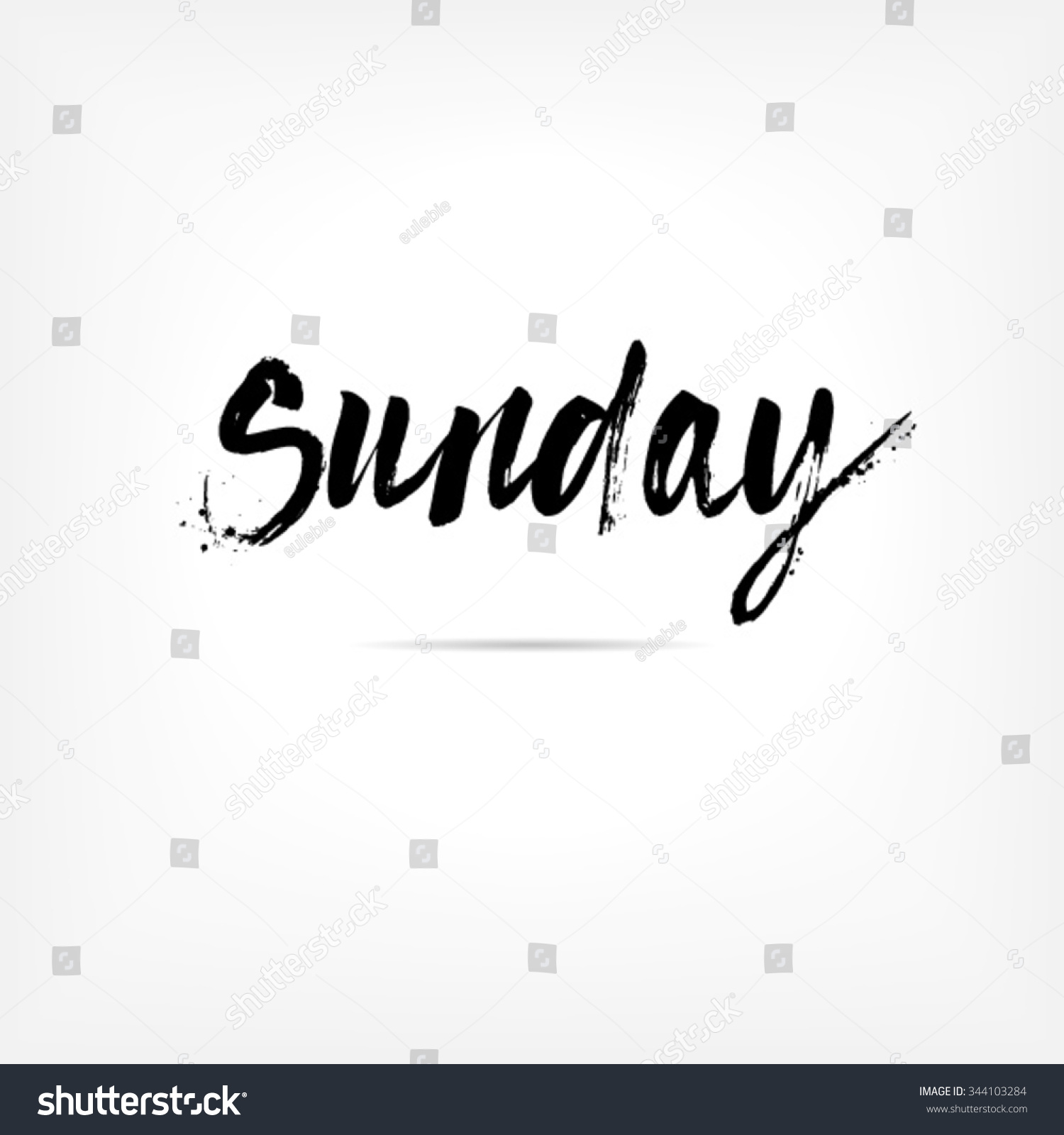 Sunday Hand Written Brush Typography Isolated Stock Vector (Royalty ...