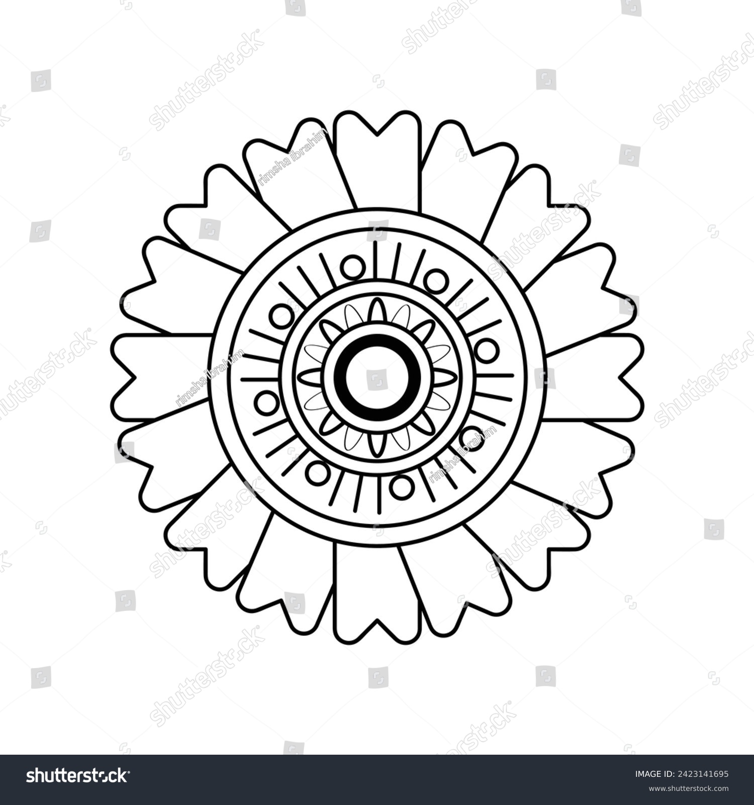SVG of sunflower botanical logo vector, isolated flower henna sticker mandala for coloring, hand drawn flower svg