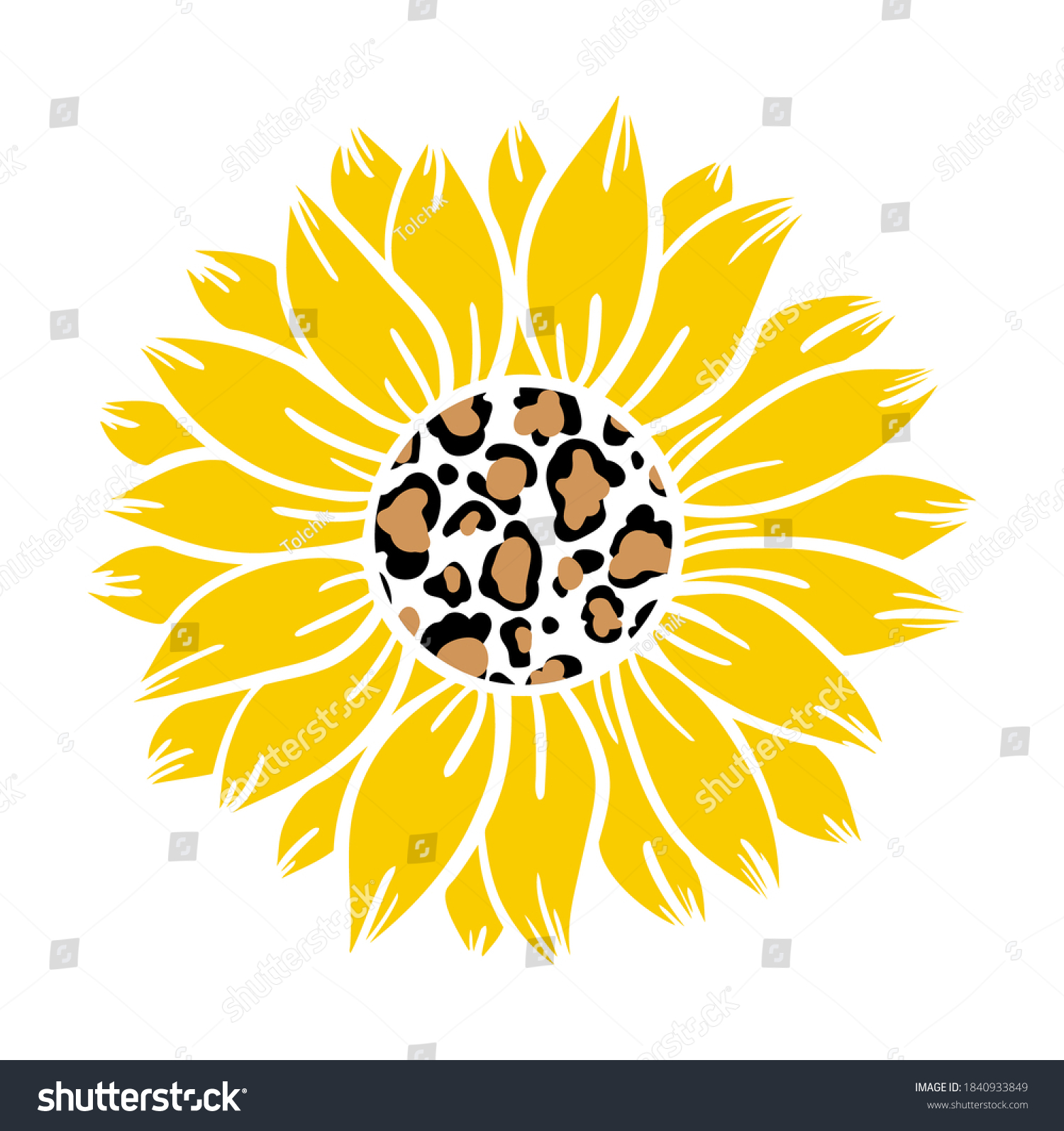 SVG of Sunflower leopard print vector illustration for chirt floral decor svg