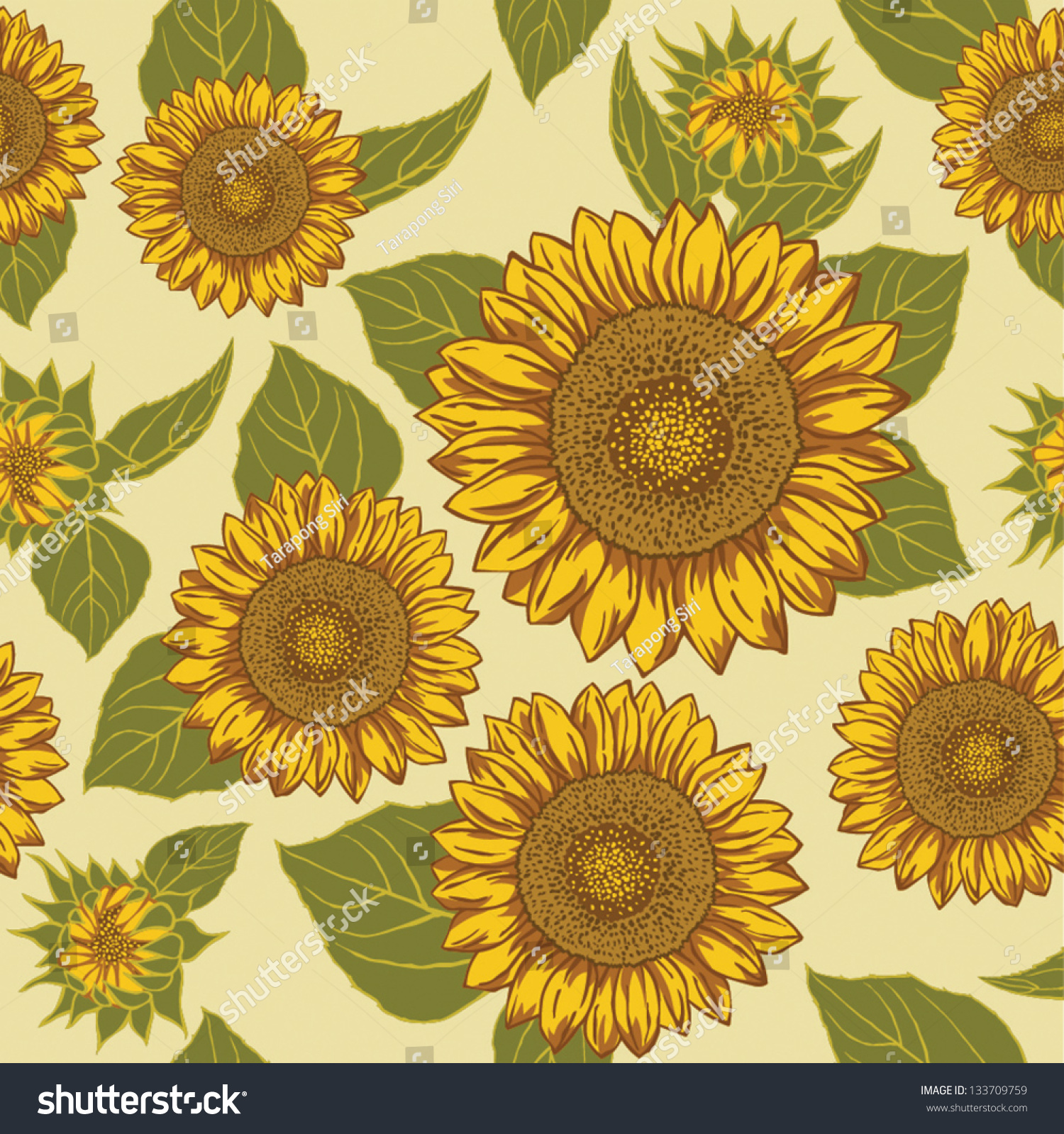 Sunflower Seamless Background Pattern Vector. - 133709759 : Shutterstock