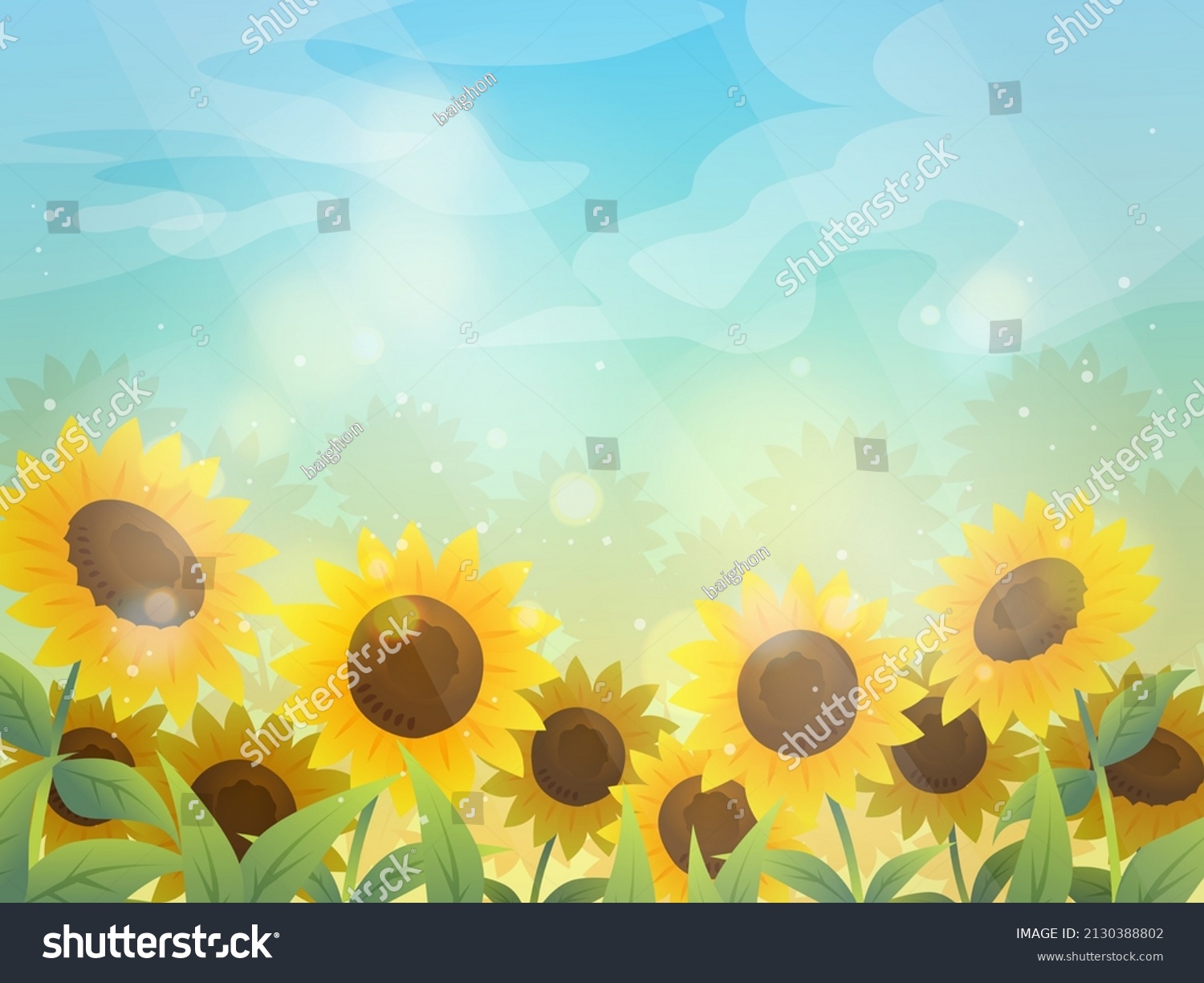 Sunflower Sky Vector Art Illustration Stock Vector (Royalty Free ...