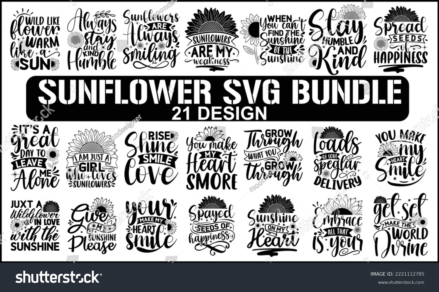 SVG of SUNFLOWER svg Design Bundle, Sunflower t shirts and svg design Bundle, svg Files for Cutting Cricut and Silhouette, EPS 10 svg