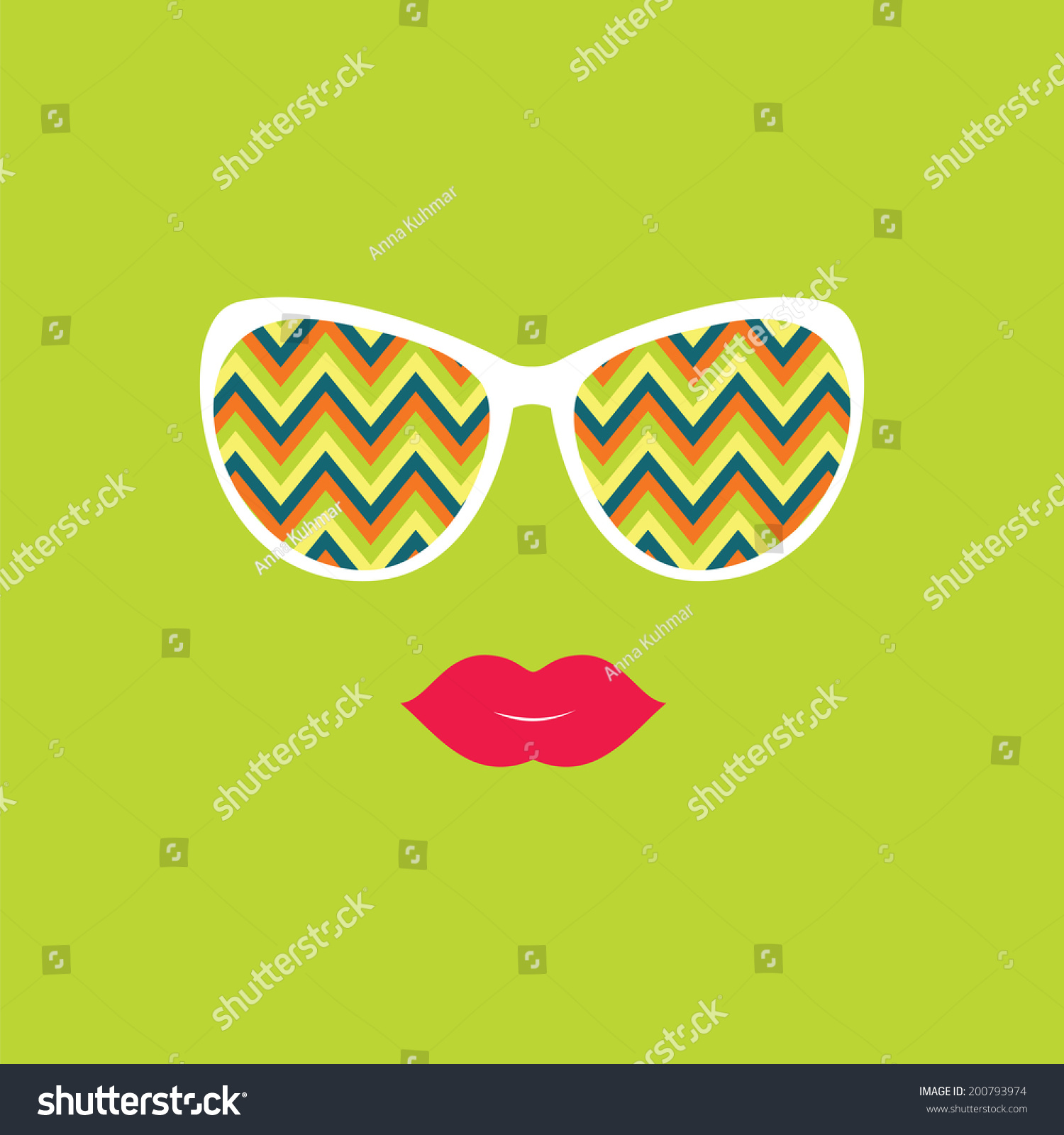 sunglasses lips vector illustration