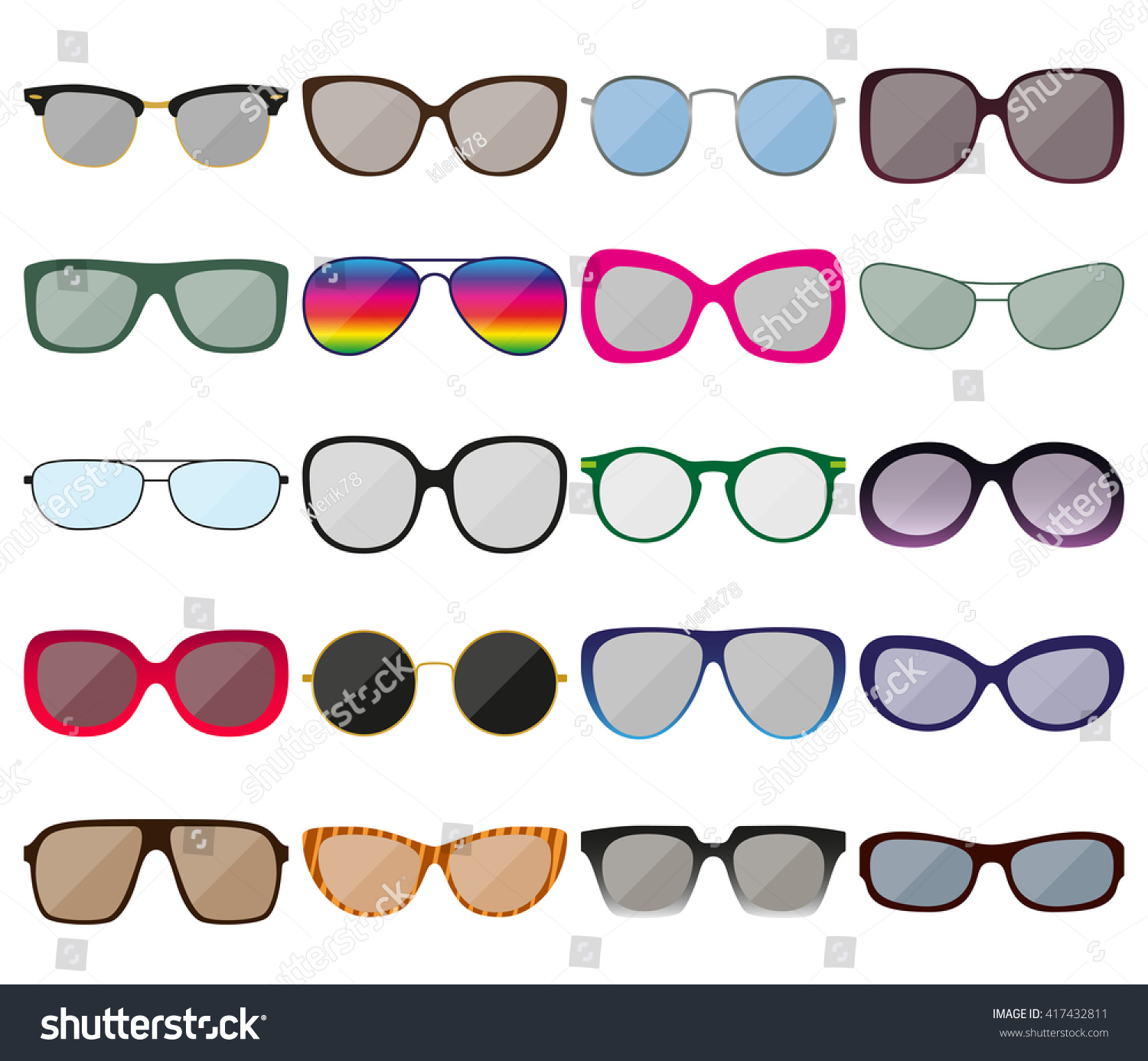 Sunglasses Icon Set Colored Spectacle Frames Stock Vector (Royalty Free ...