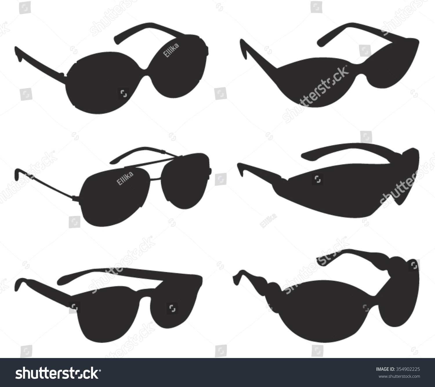 Sunglasses Silhouette Vector Illustration Vector De Stock Libre De Regalías 354902225 