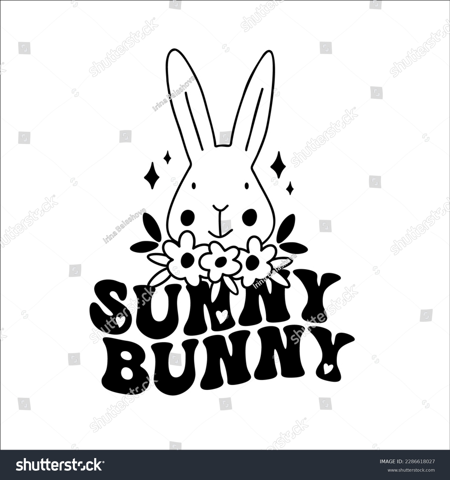 SVG of Sunny bunny SVG Cut File Design in retro style for Cricut and Silhouette. svg