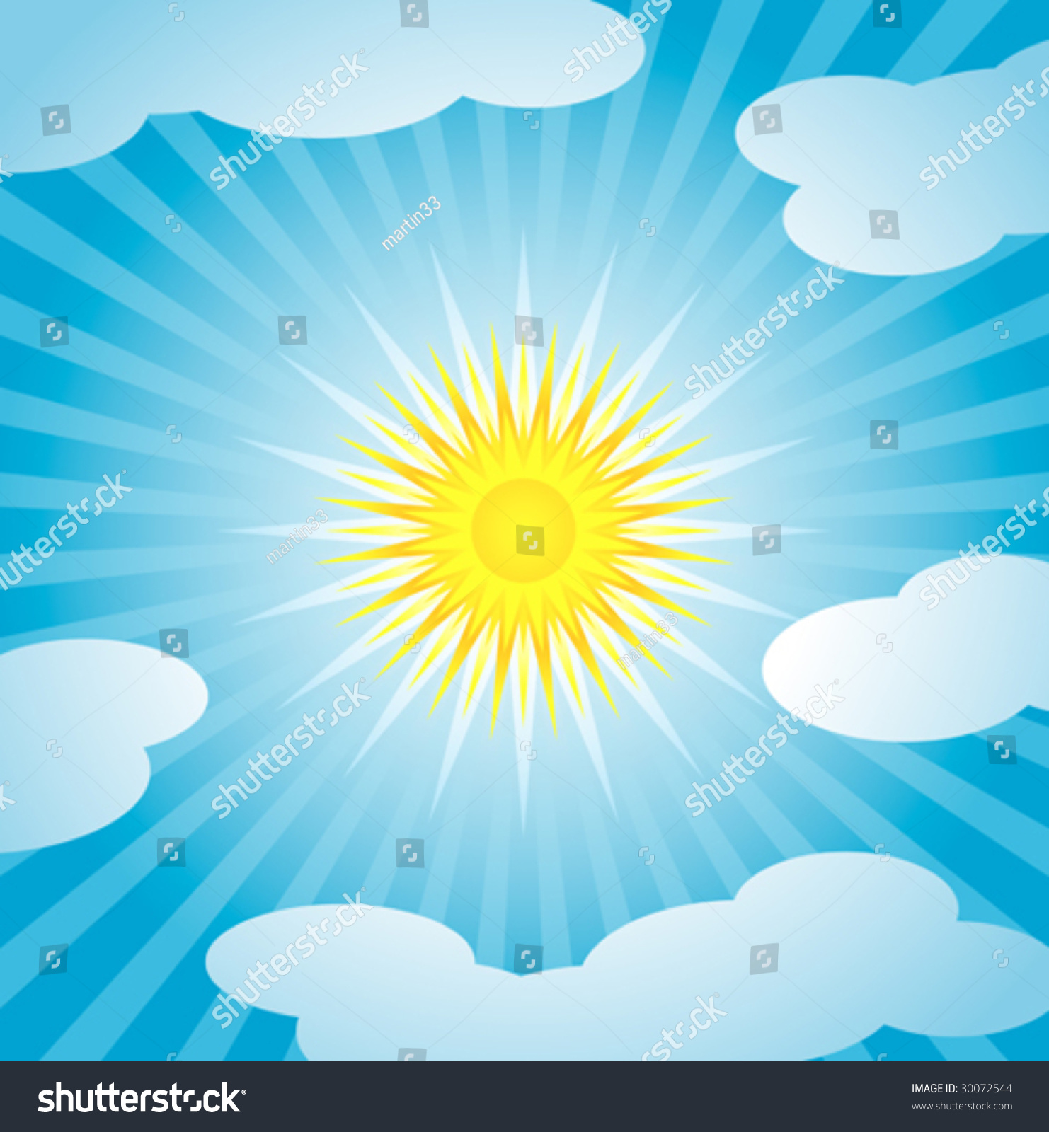 Sunny Sky Stock Vector Illustration 30072544 : Shutterstock