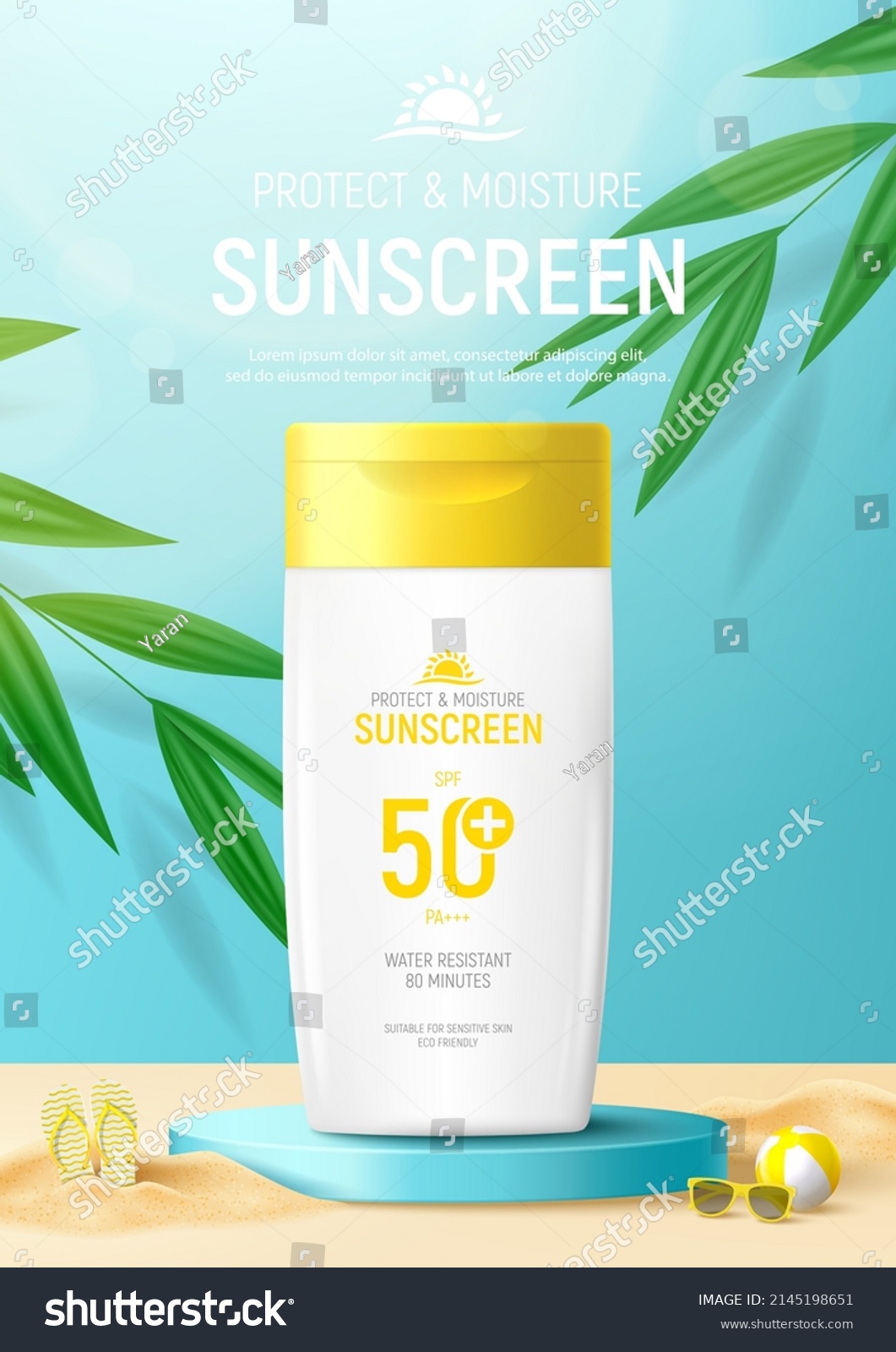 Sunscreen Ad Flyer Template Banner Jar Stock Vector (Royalty Free ...