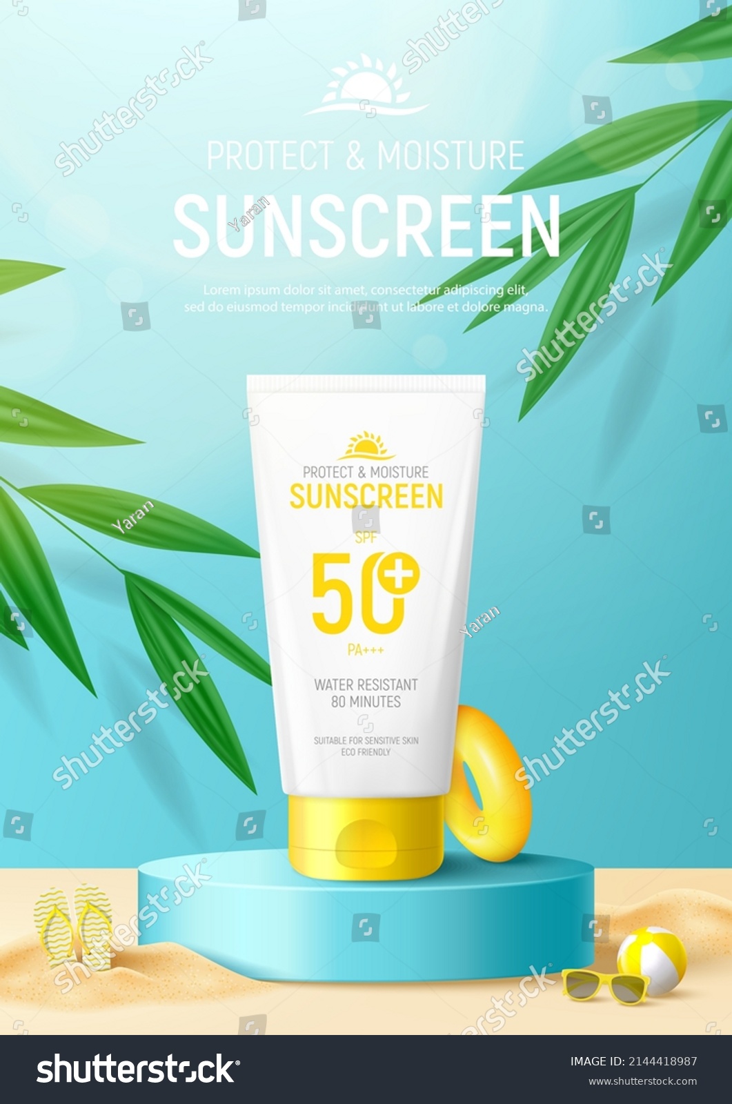 Sunscreen Ad Poster Template Banner Tube Stock Vector (Royalty Free ...