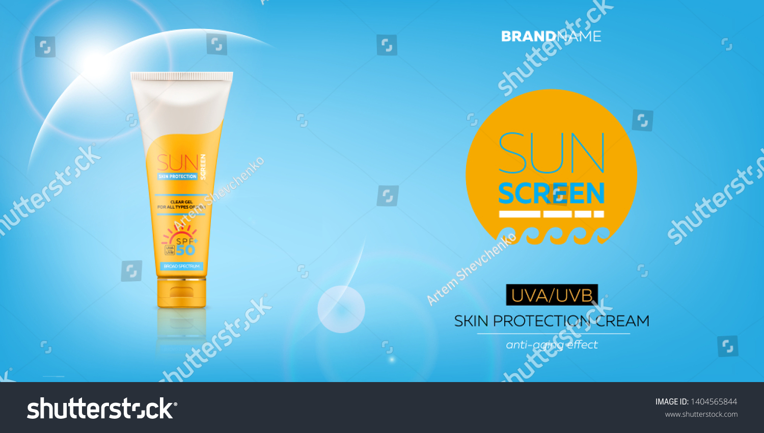 Sunscreen Cream Advertising Banner Realistic 3d Stock Vector (Royalty ...