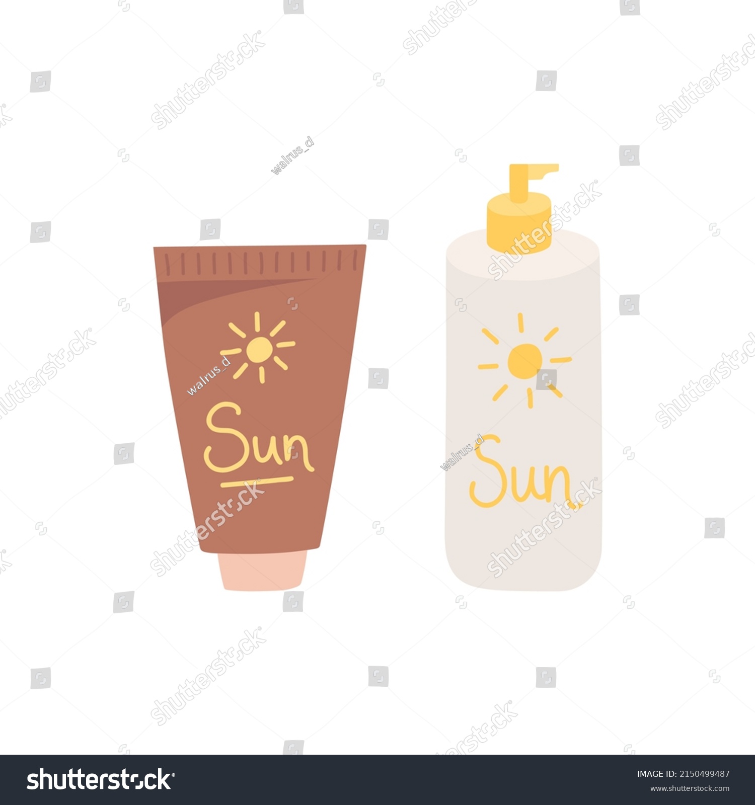 Sunscreens Tube Bottle Flat Illustrations Vector Stock Vector (Royalty ...