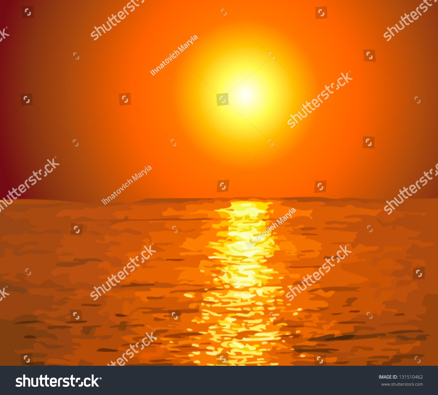 Sunset Sea Vector Stock Vector (Royalty Free) 131510462