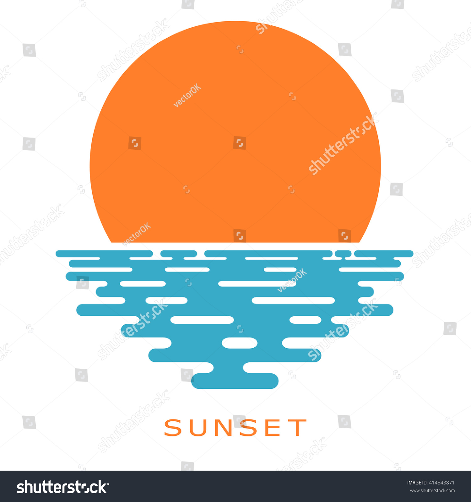 白い背景に日没 夕日 アイコン 選択表示 平らな日没 カラーイラスト The 太陽と海 自然のしるし 海の日没か日の出 ストックベクター画像 のベクター画像素材 ロイヤリティフリー