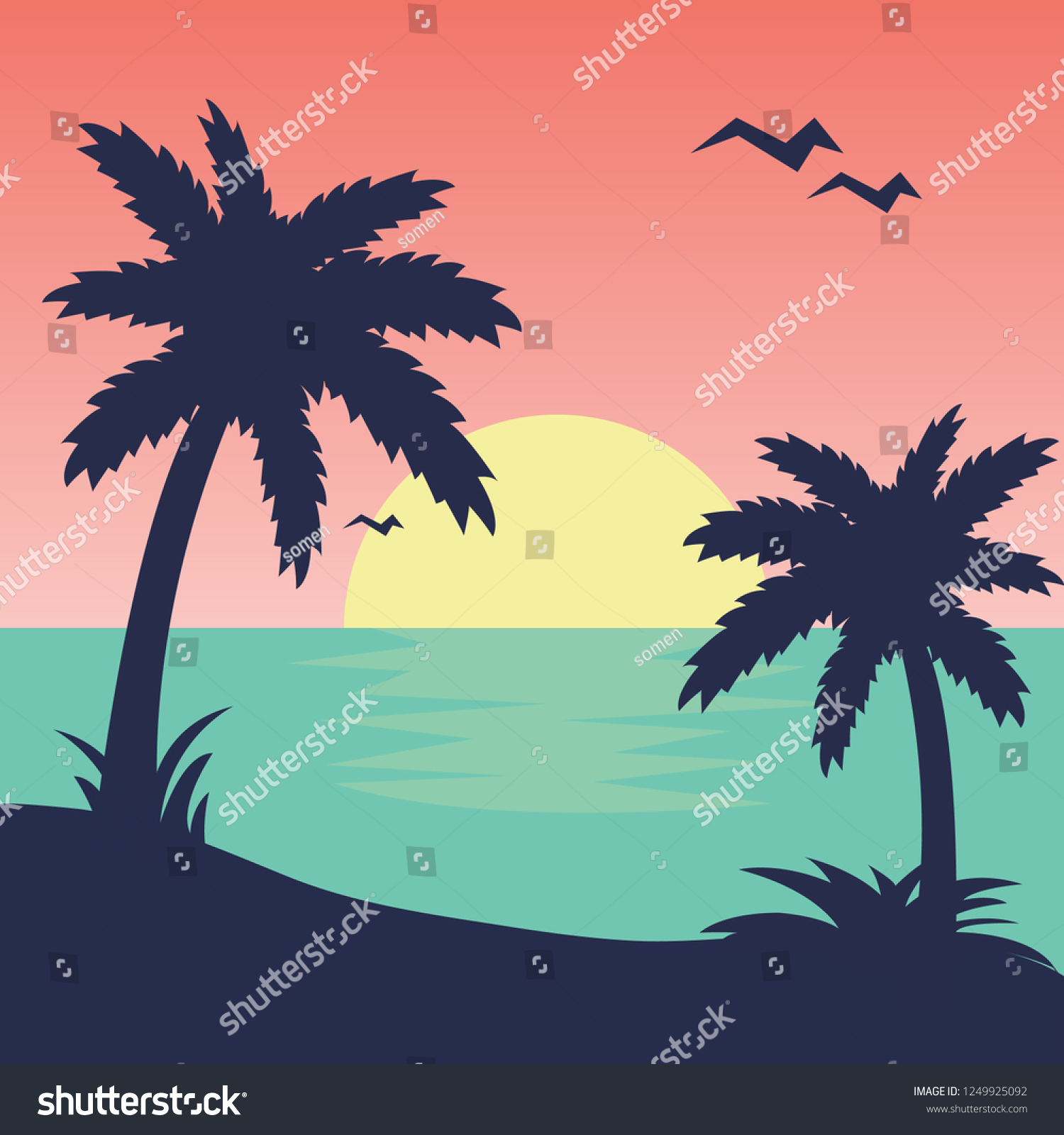 1,188 Palm tree sunset clip art Images, Stock Photos & Vectors ...