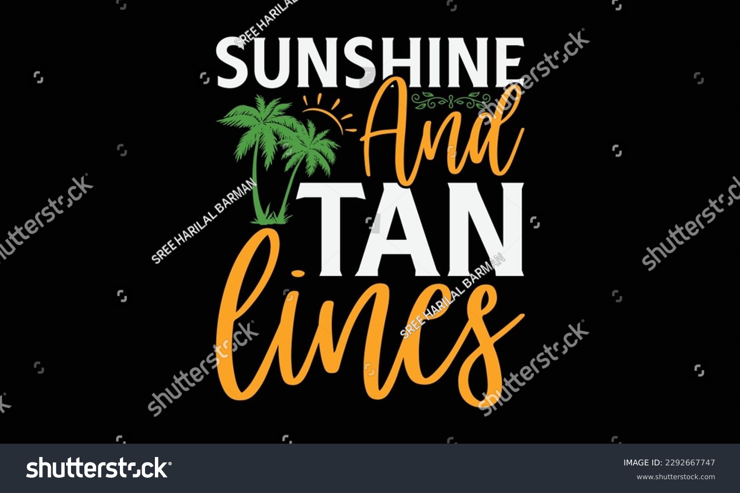 SVG of Sunshine and tan lines - Summer Svg typography t-shirt design, Hand drawn lettering phrase, Greeting cards, templates, mugs, templates, brochures, posters, labels, stickers, eps 10. svg