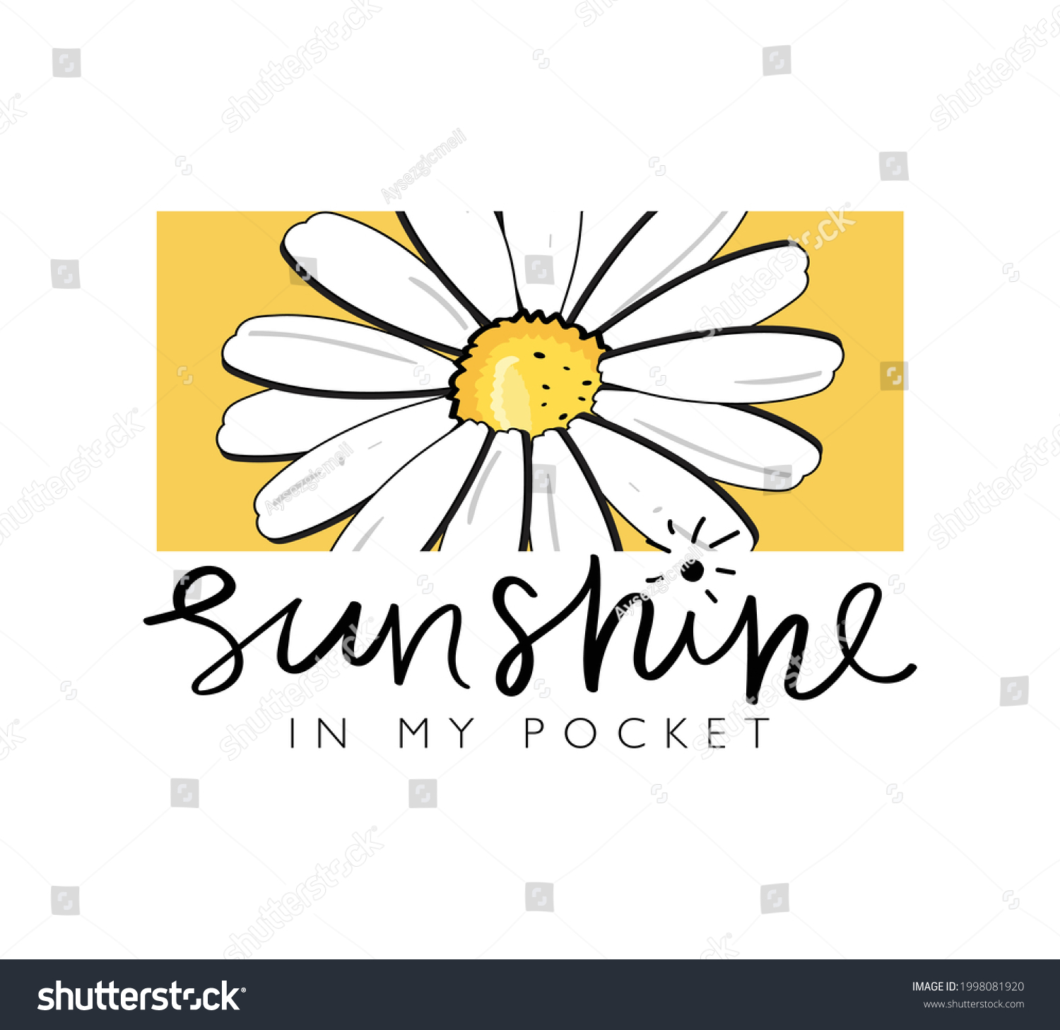 Sunshine Slogan Text Beautiful Daisy Flower Stock Vector (royalty Free 