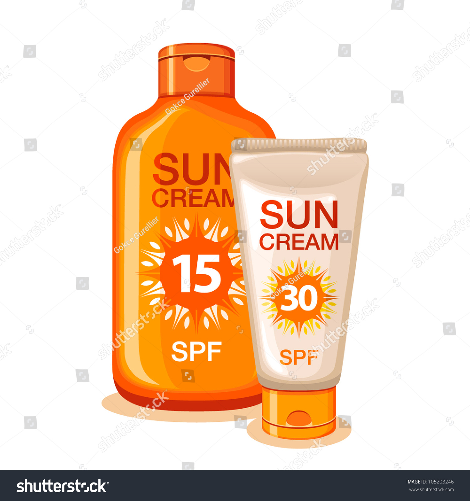 Suntan Cream And Lotion Stock Vector Illustration 105203246 : Shutterstock