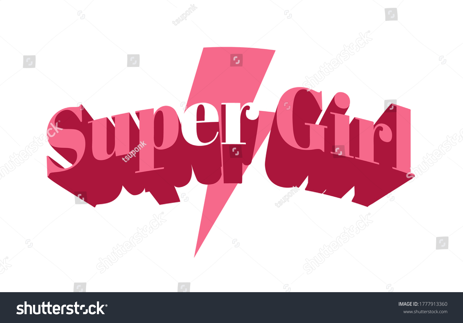 Super Girl Slogan On Thunder Bolt Stock Vector (Royalty Free) 1777913360