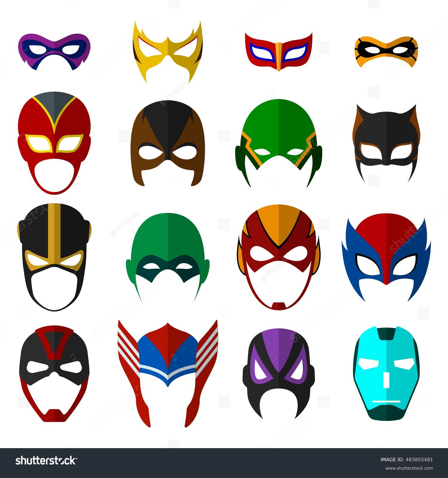 stock vector super hero masks set vector eps illustration 483855481