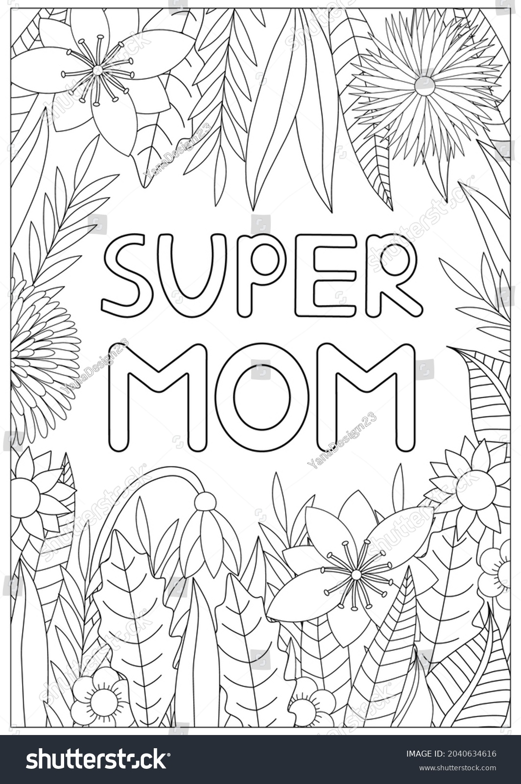 Super Mom Coloring Page Vector Illustration Stock Vector (Royalty Free ...