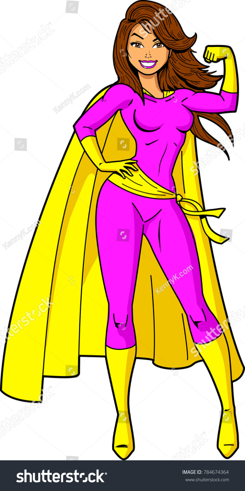 Super Woman Female Superhero Cartoon Clipart Stock Vector (Royalty Free ...