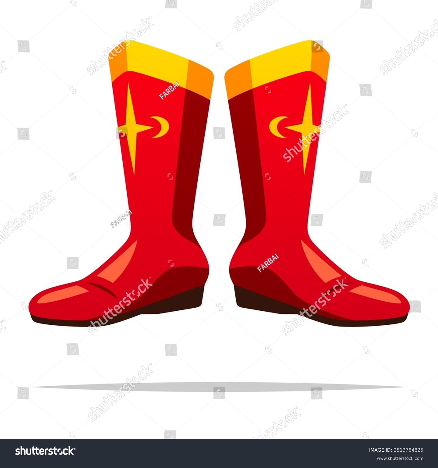 red boots with yellow star and crescent clip art preview