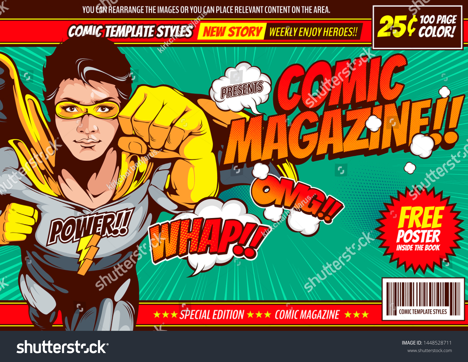 Superhero Comic Cover Template Background Flyer Stock Vector Inside Superhero Flyer Template