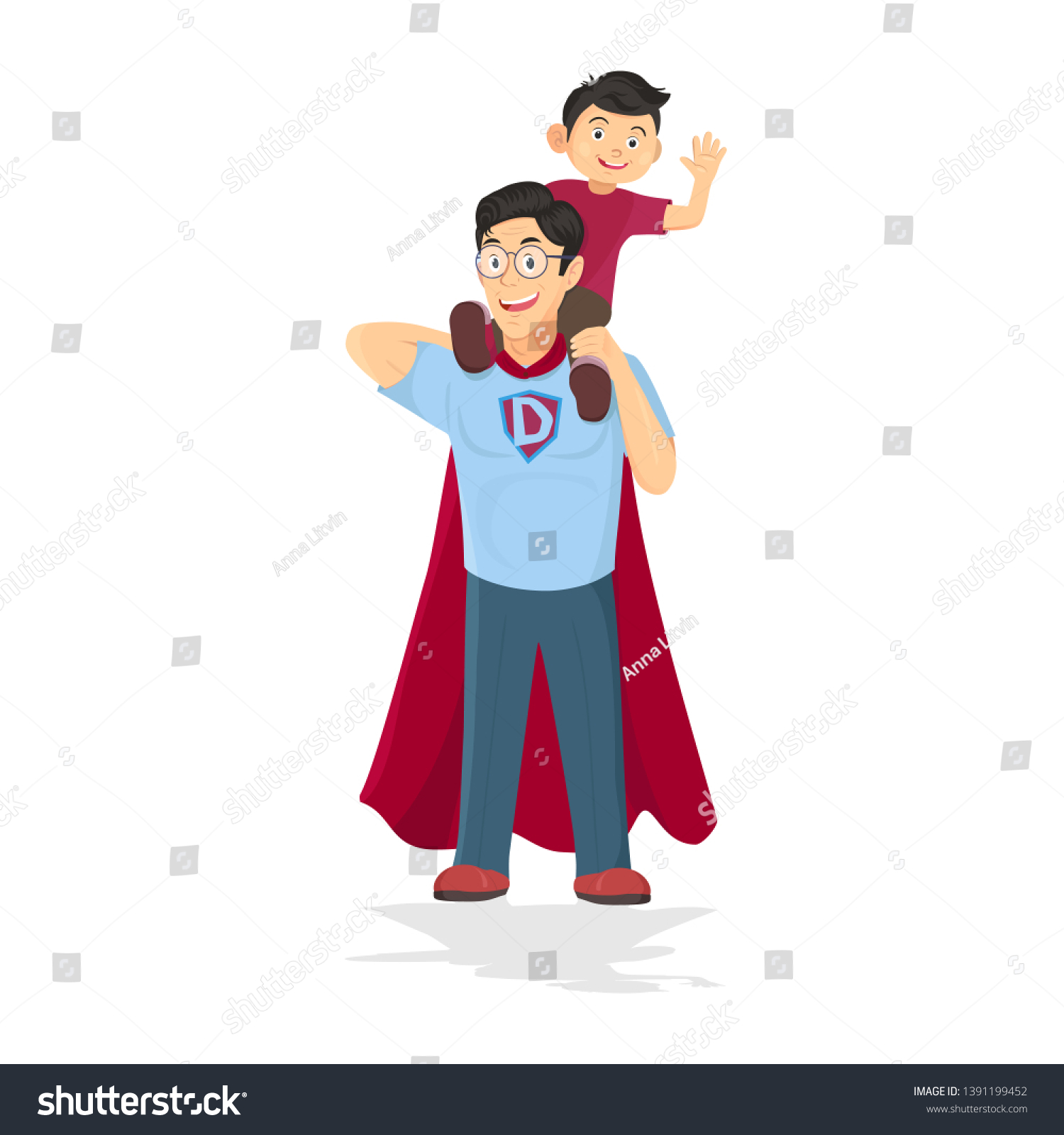 Superhero Dad Concept Father Taking Care Stock Vector (Royalty Free ...