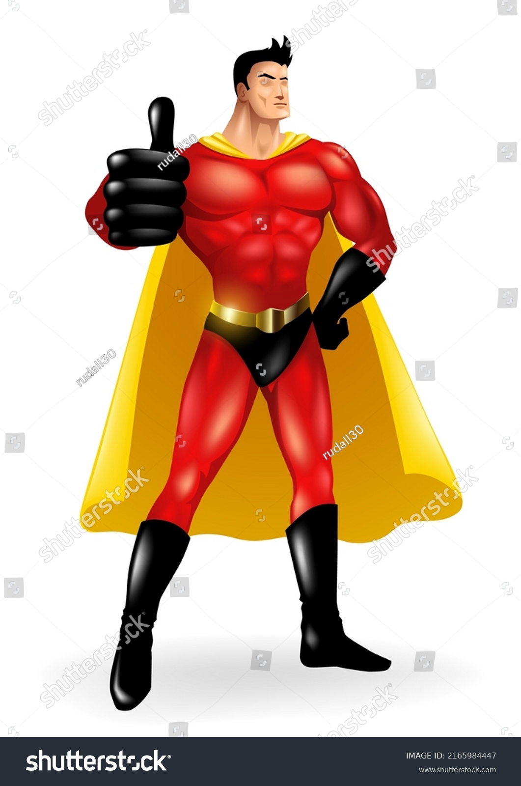Superhero Doing Thumb Vector Illustration Gradient Stock Vector Superhero Doing Thumb Vector Illustration Gradient Stock Vector