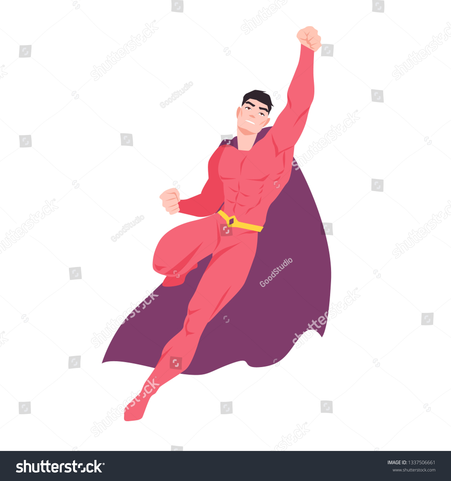 Superhero Flying Man Muscular Body Wearing Stockvector Rechtenvrij 1337506661 Shutterstock 5611