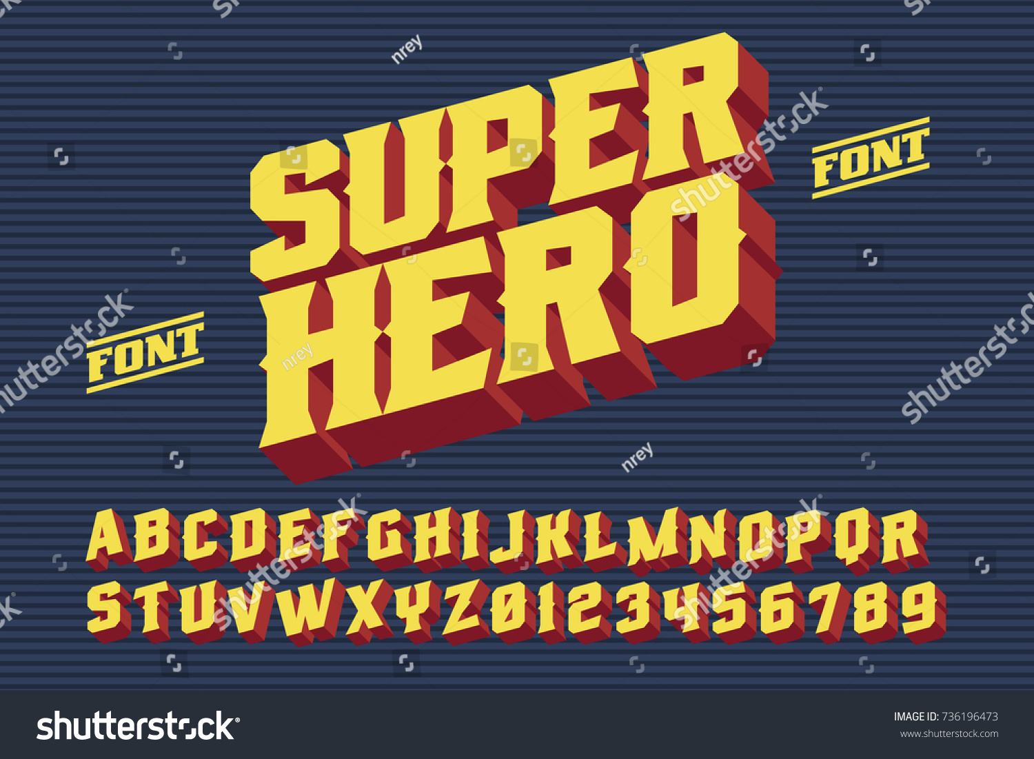 Superhero Font 3d Vintage Alphabet Letters Stock Vector (Royalty Free ...